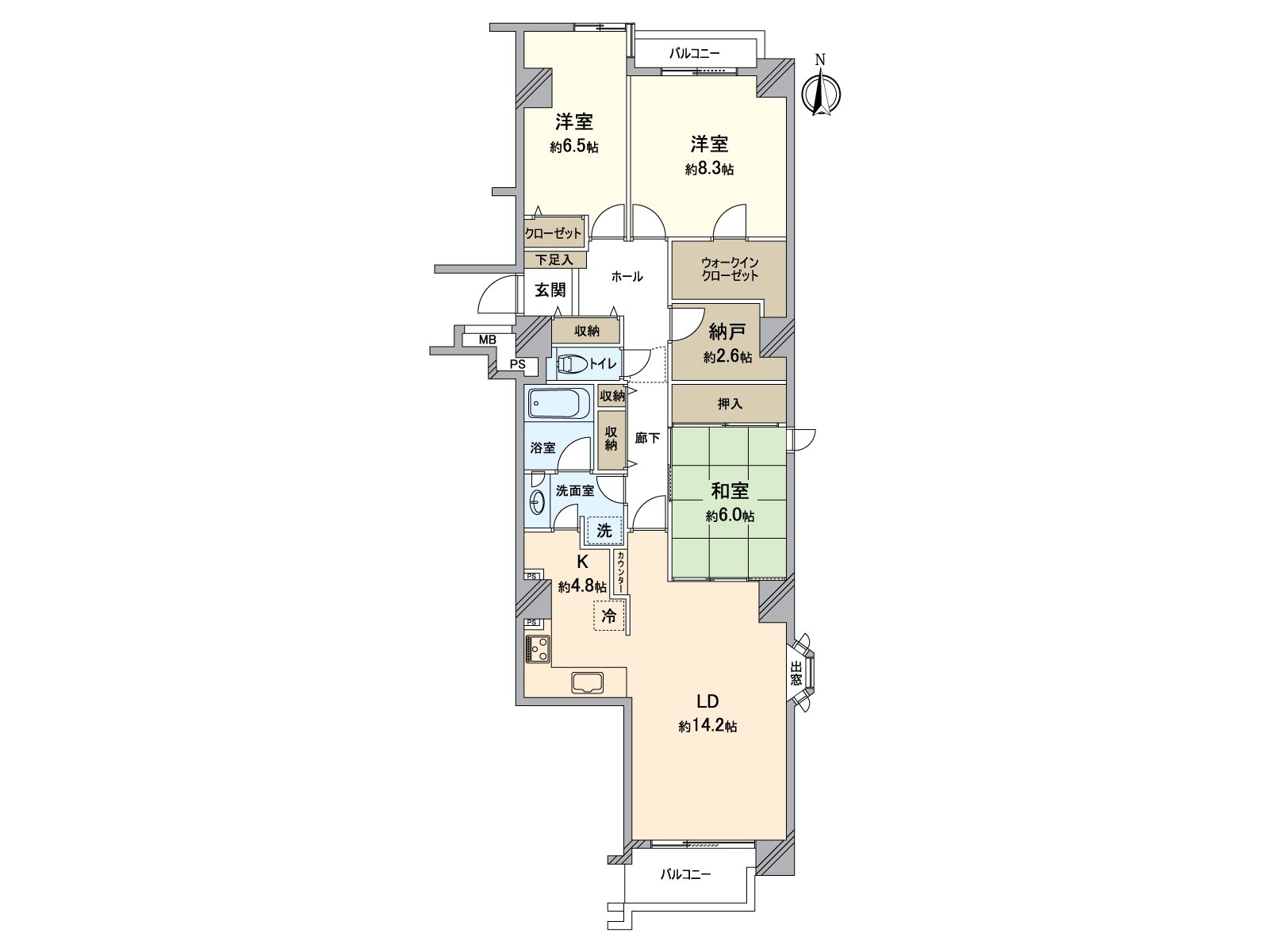 101.76 square meters of 3SLDK six quires of all rooms or more