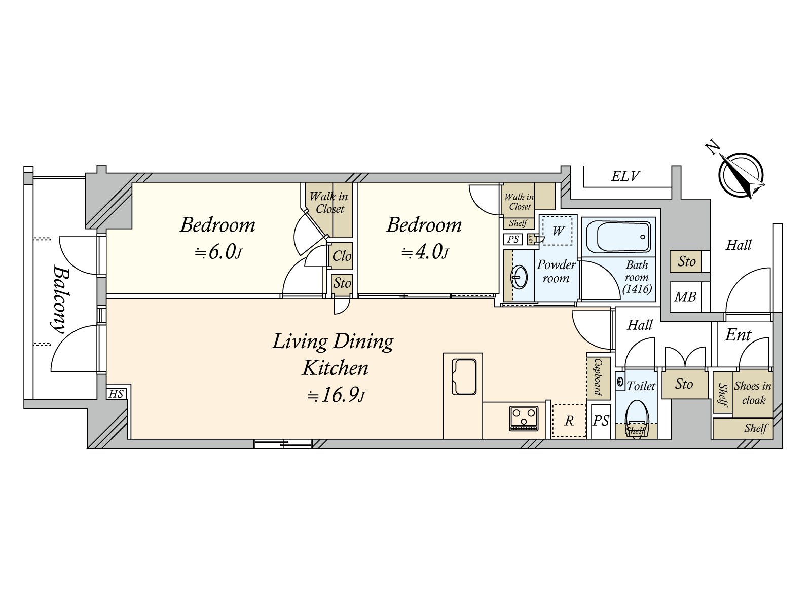 2018年2月築，2LDK的家。被用開拍的走廊式樣隱私考慮的房型。SIC以及走廊收納，各西式房間的壁櫥收納豐富，并且舒適出生於居住空間。