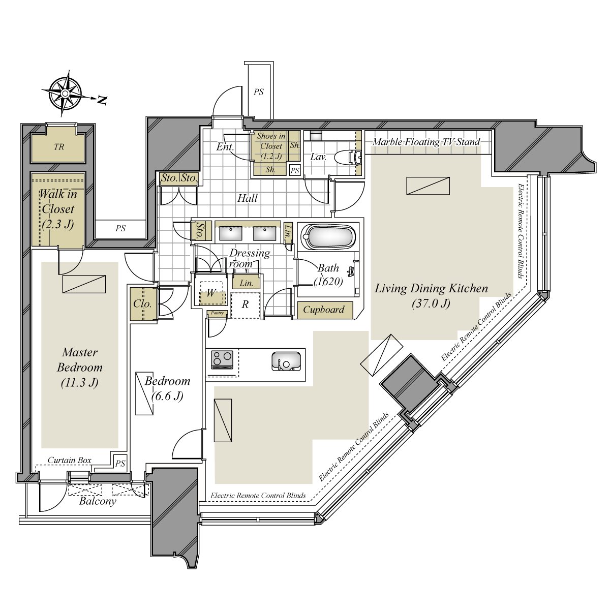 约6.6张塌塌米西式房间也能进出LDK