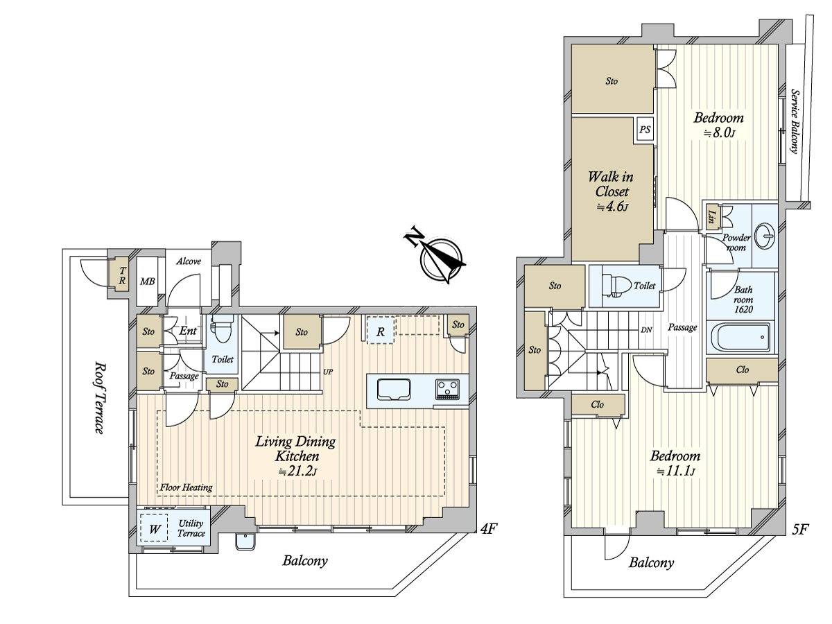 Maisonette Type of the 4th floor, 5th floor part