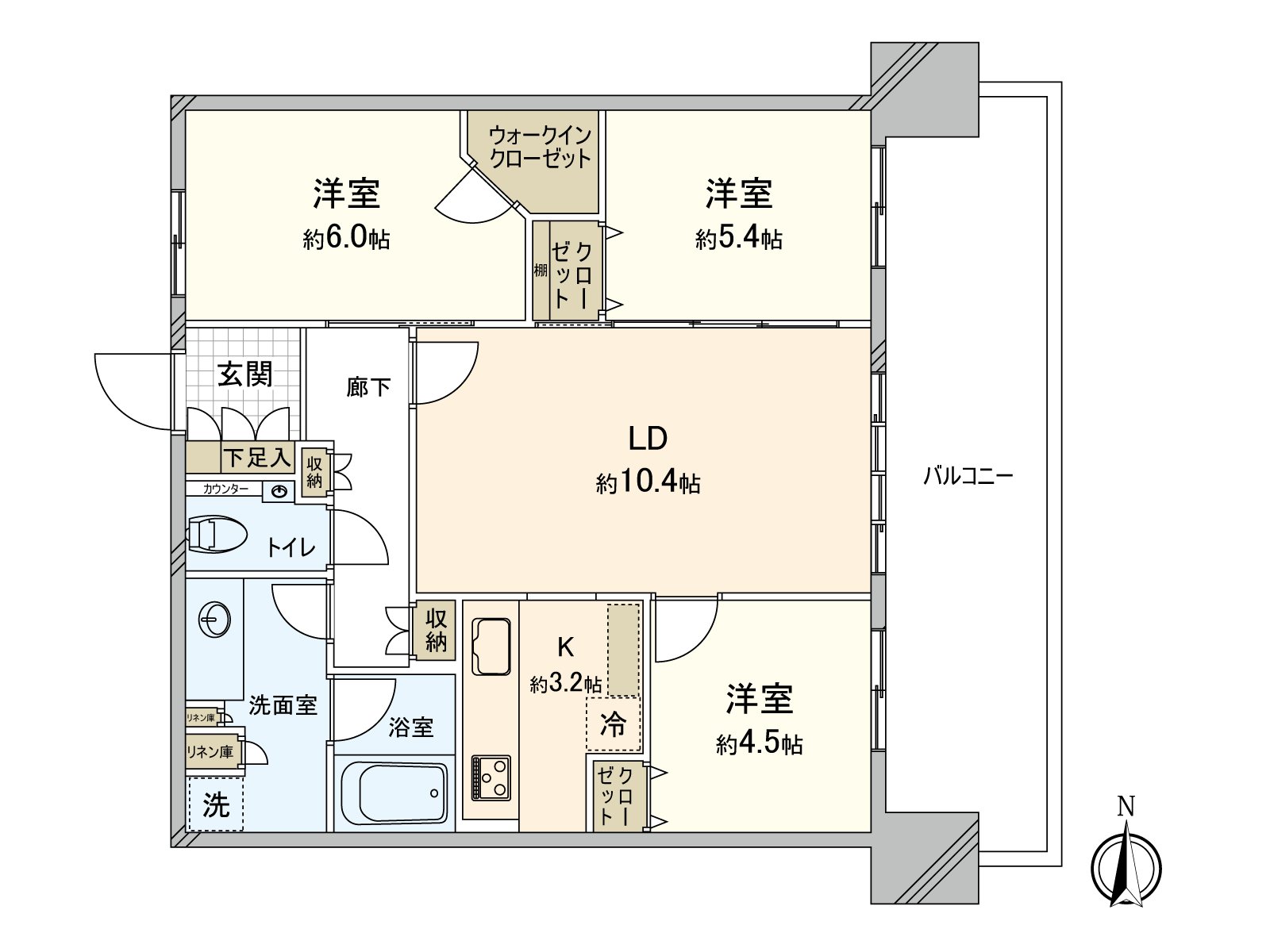 是实际使用面积70.55平米，3LDK的房型。