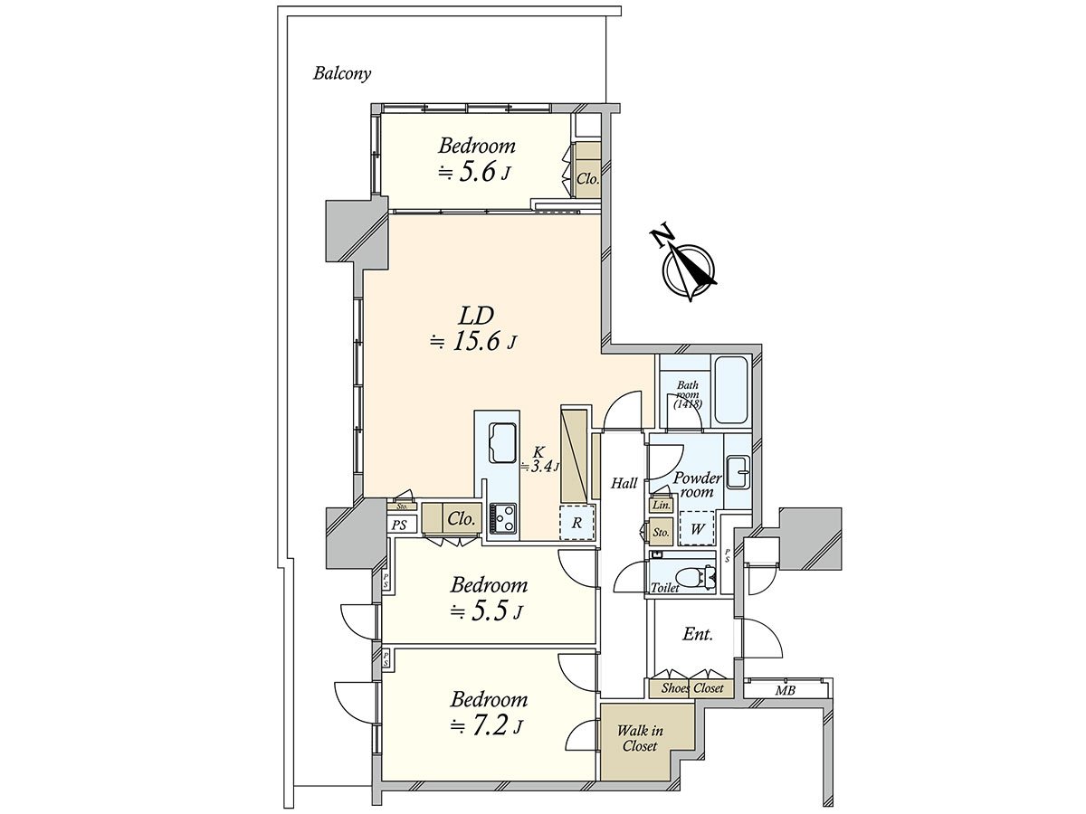 是私人使用面積84.79平方公尺，3LDK的房型。