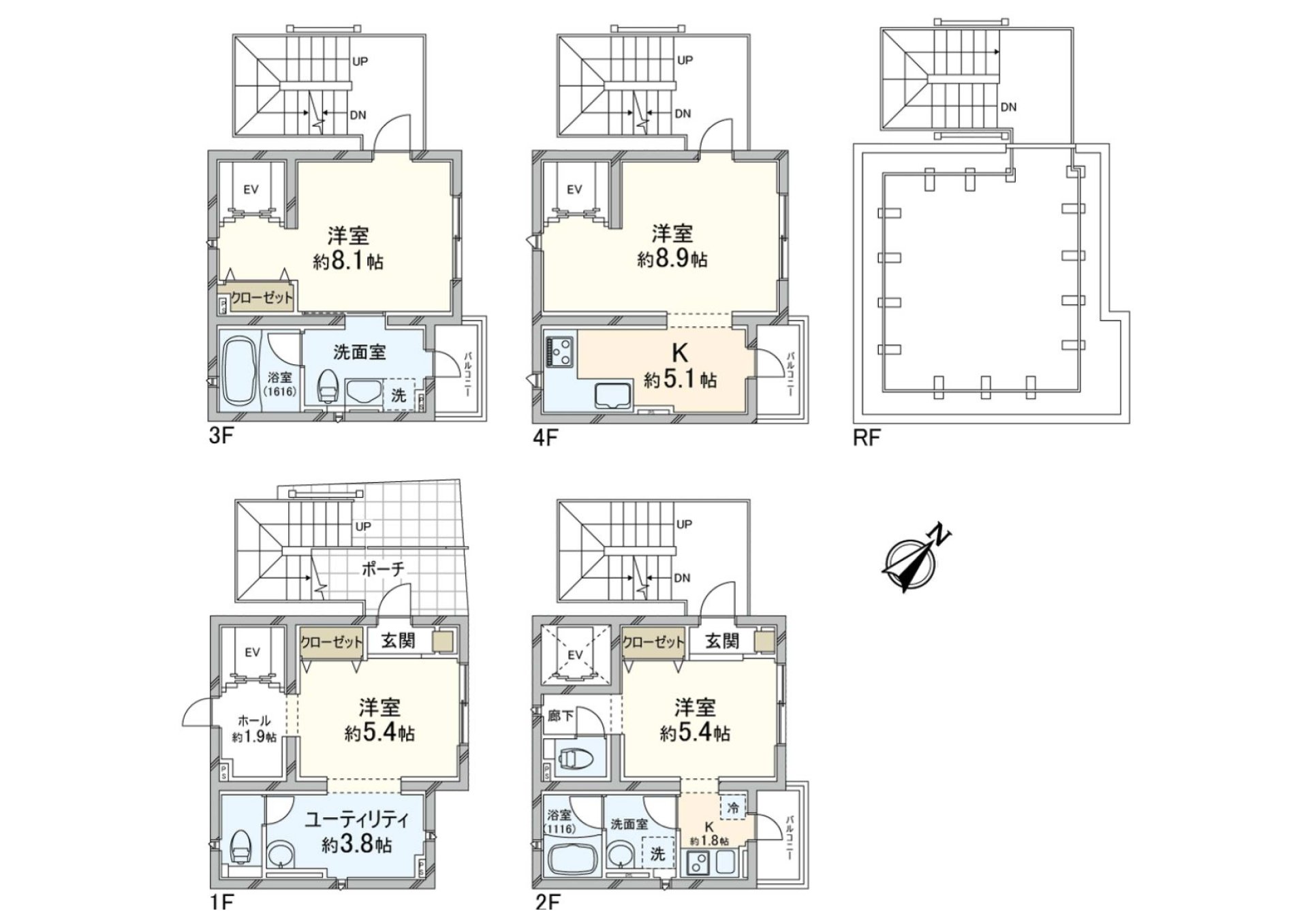 A 4-story house of the 2016 April. I am divided in a 1.3.4 floor and 2nd floor and am available as Tenant-occupied House.