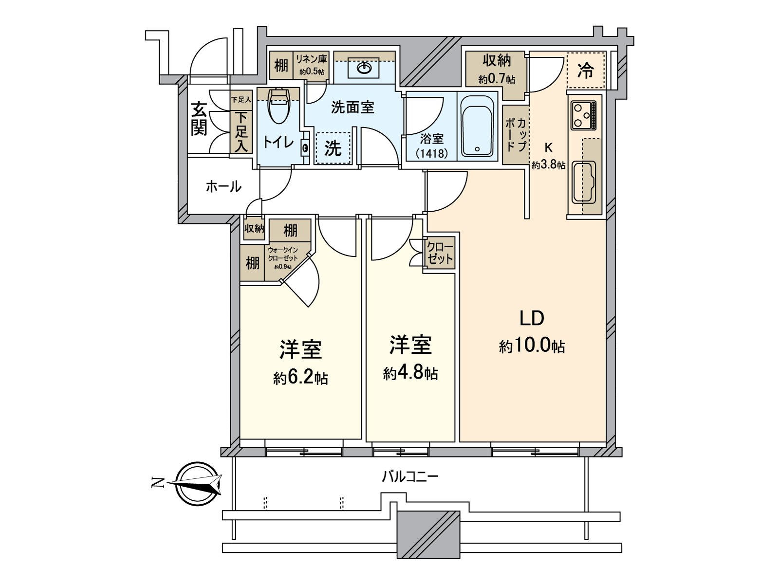 难以看得见室内的样子的开拍的门口被门口采用。厨房容易集中于菜的贴墙式。因为有全居室收纳所以在当做感觉清醒的住空間的生活实现。