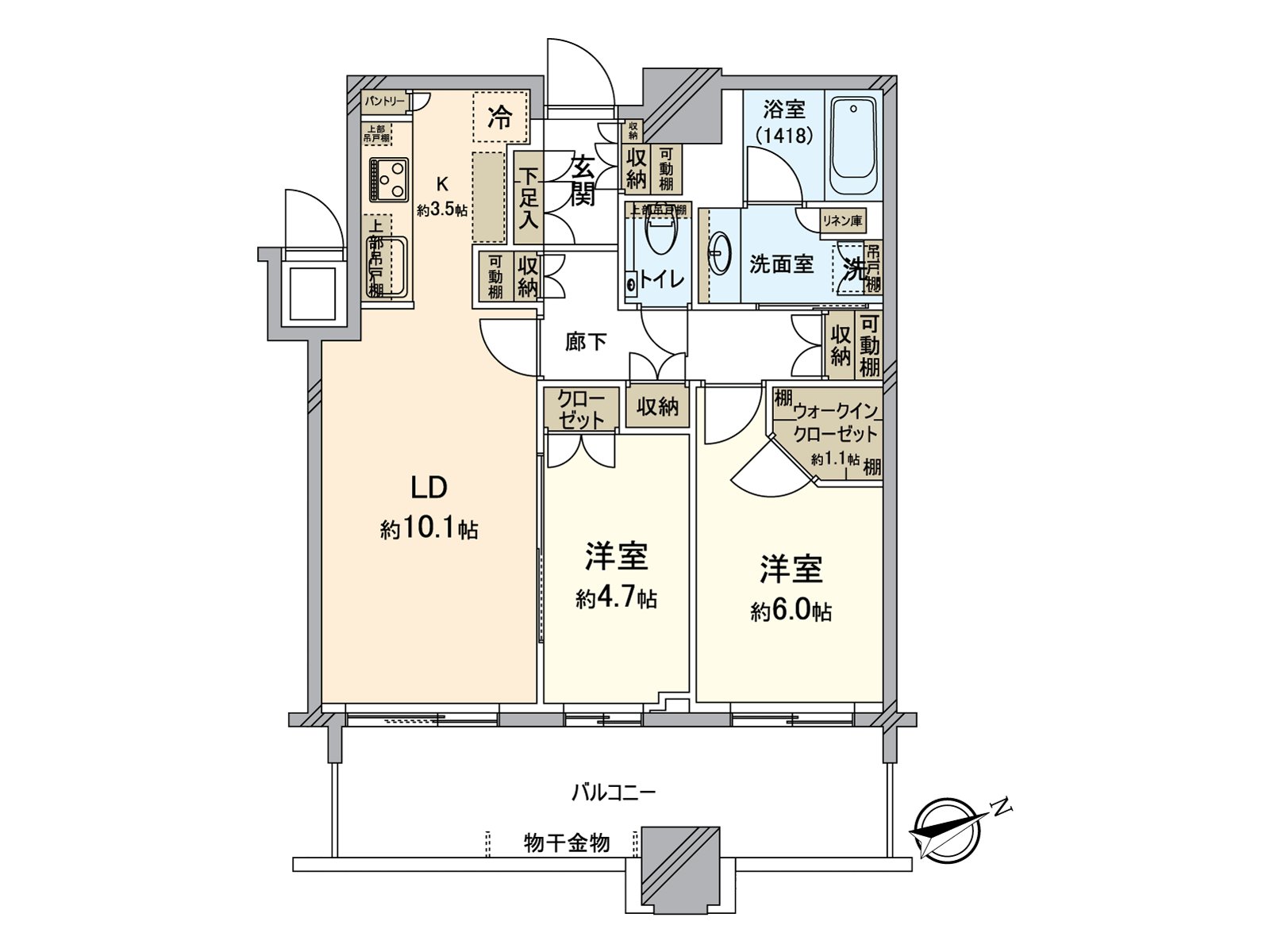 [房型图]实际使用面积：是面向62.23平米，东南的2LDK住戸。