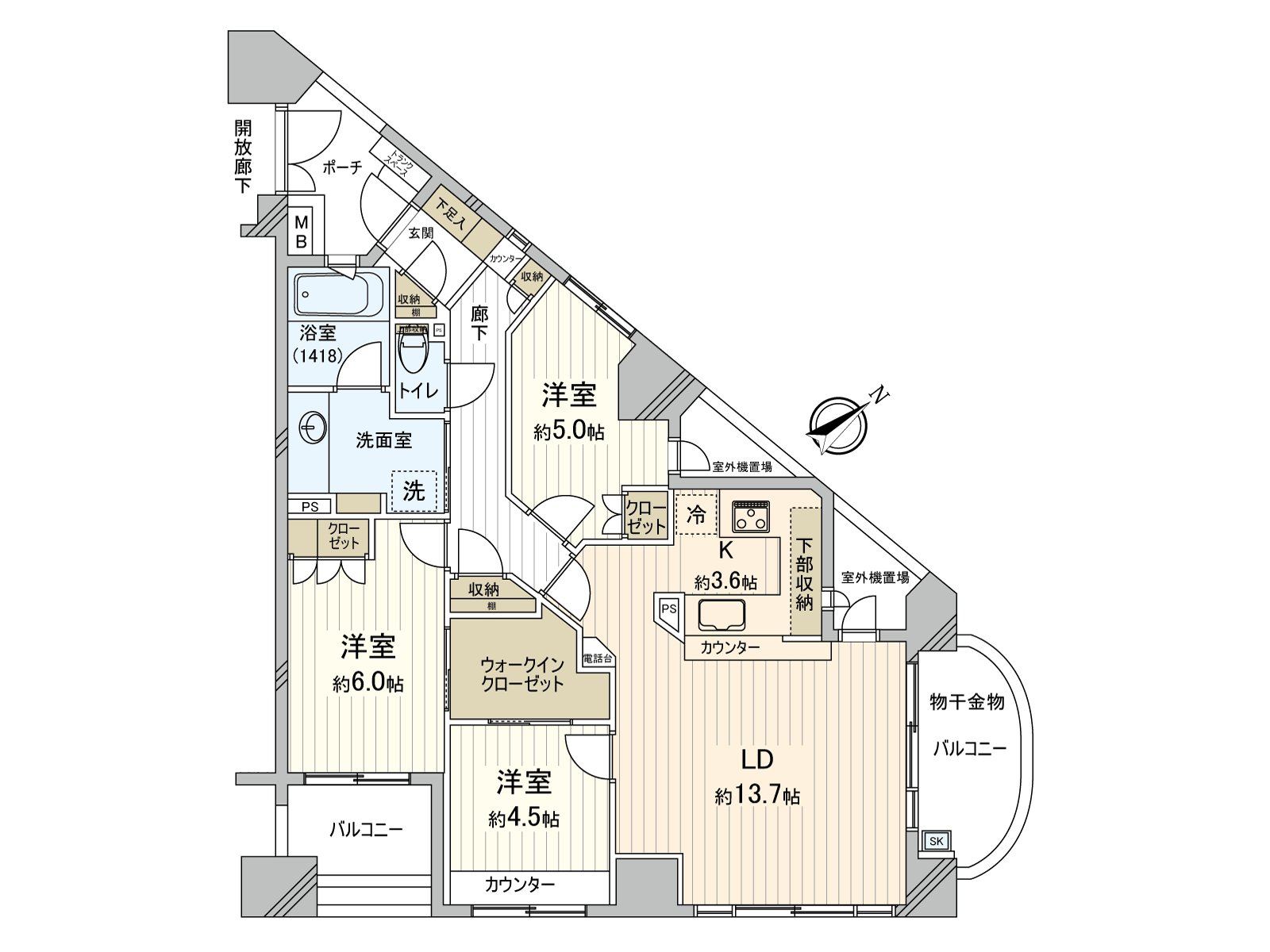 Including WIC, abundant storage space is established in each place. There is trunks pace that is convenient for the storing of the seasonal thing and can utilize house space effectively.