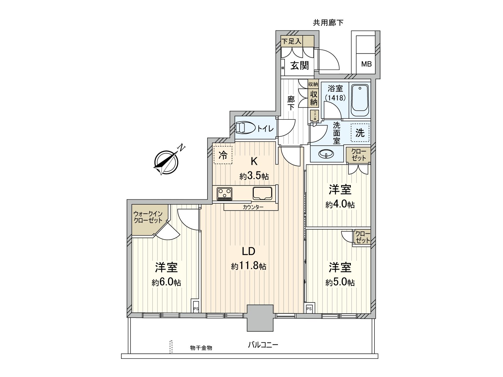 Island kitchen counter is adopted and can work while enjoying the conversation with the family. There is a walk-in closet and can store clothing clearly.