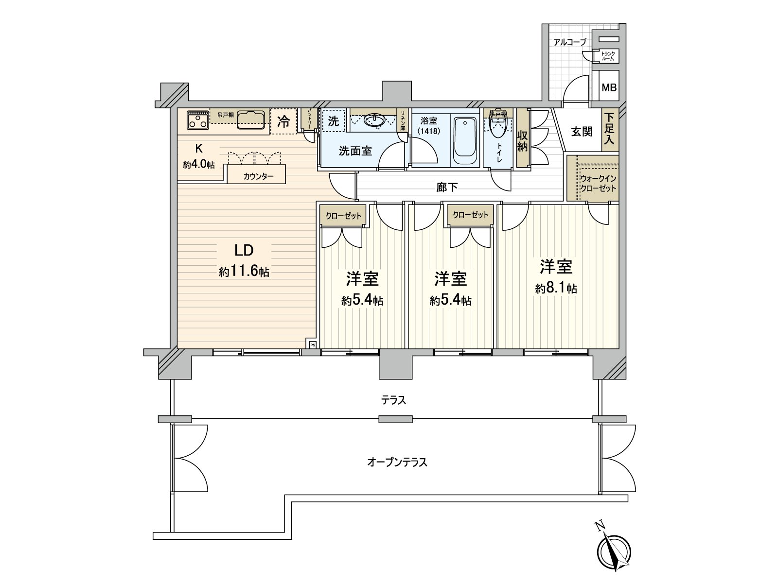 All rooms is faced with Southwest Terrace. The kitchen is the wall charge account type that is easy to concentrate on dishes. The alcove that is easy to secure privacy is adopted.