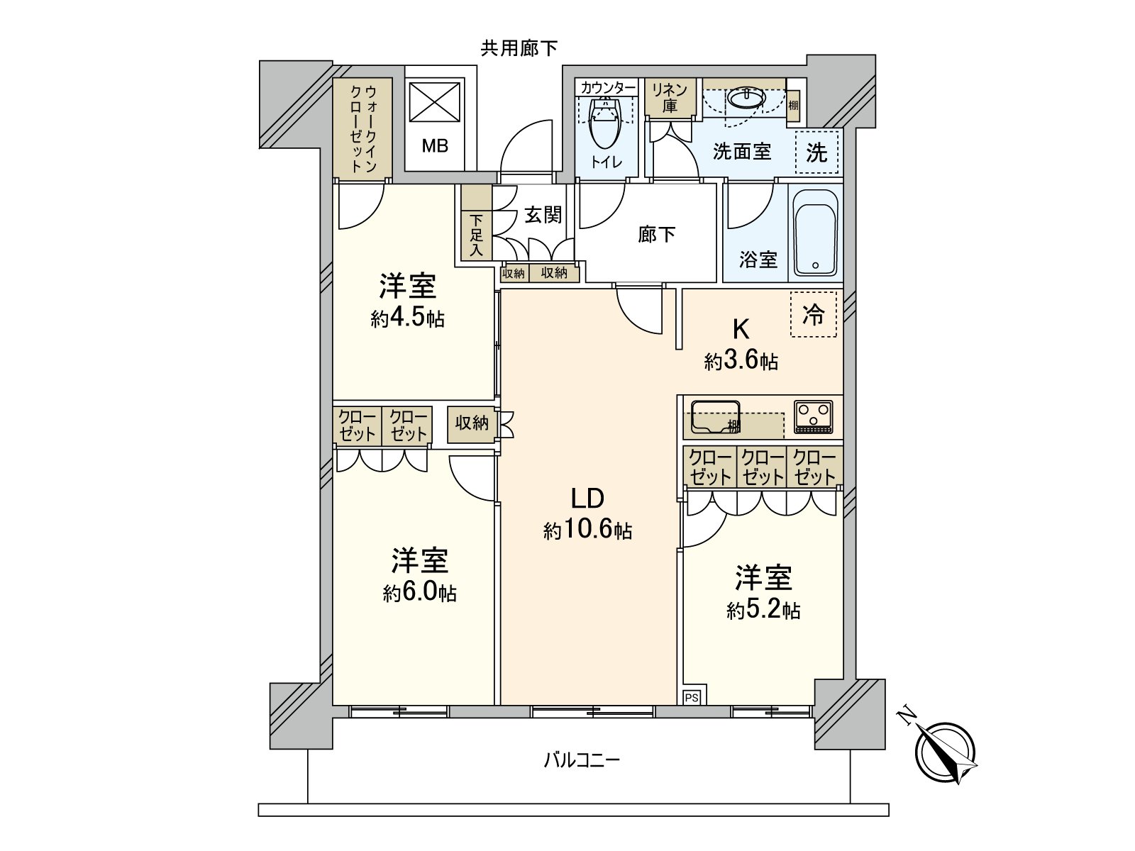 Storage space is comprised in all rooms & everywhere and can spend it in extensive house space. LDK and two Western-style rooms face the Southwest Orientation Terrace and are the dwelling unit which bright sunlight reaches.