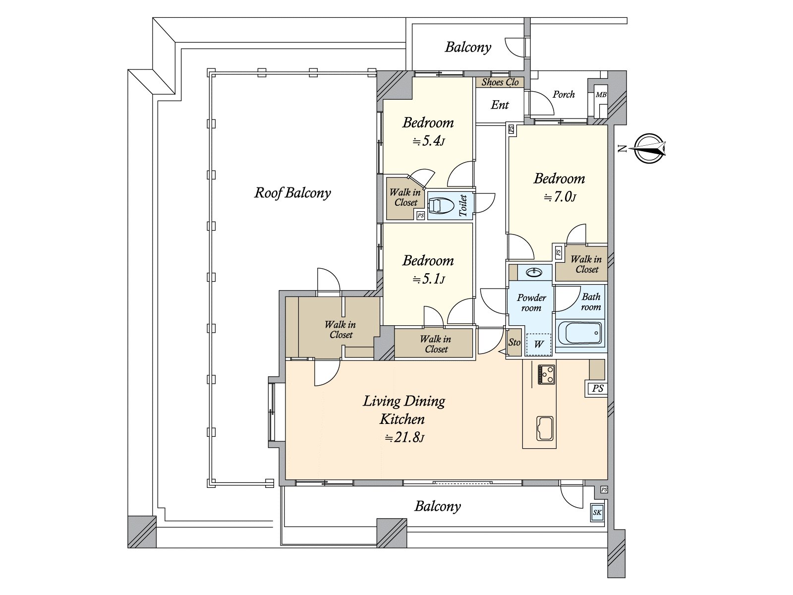 There is TES-type floor heating to an LD part