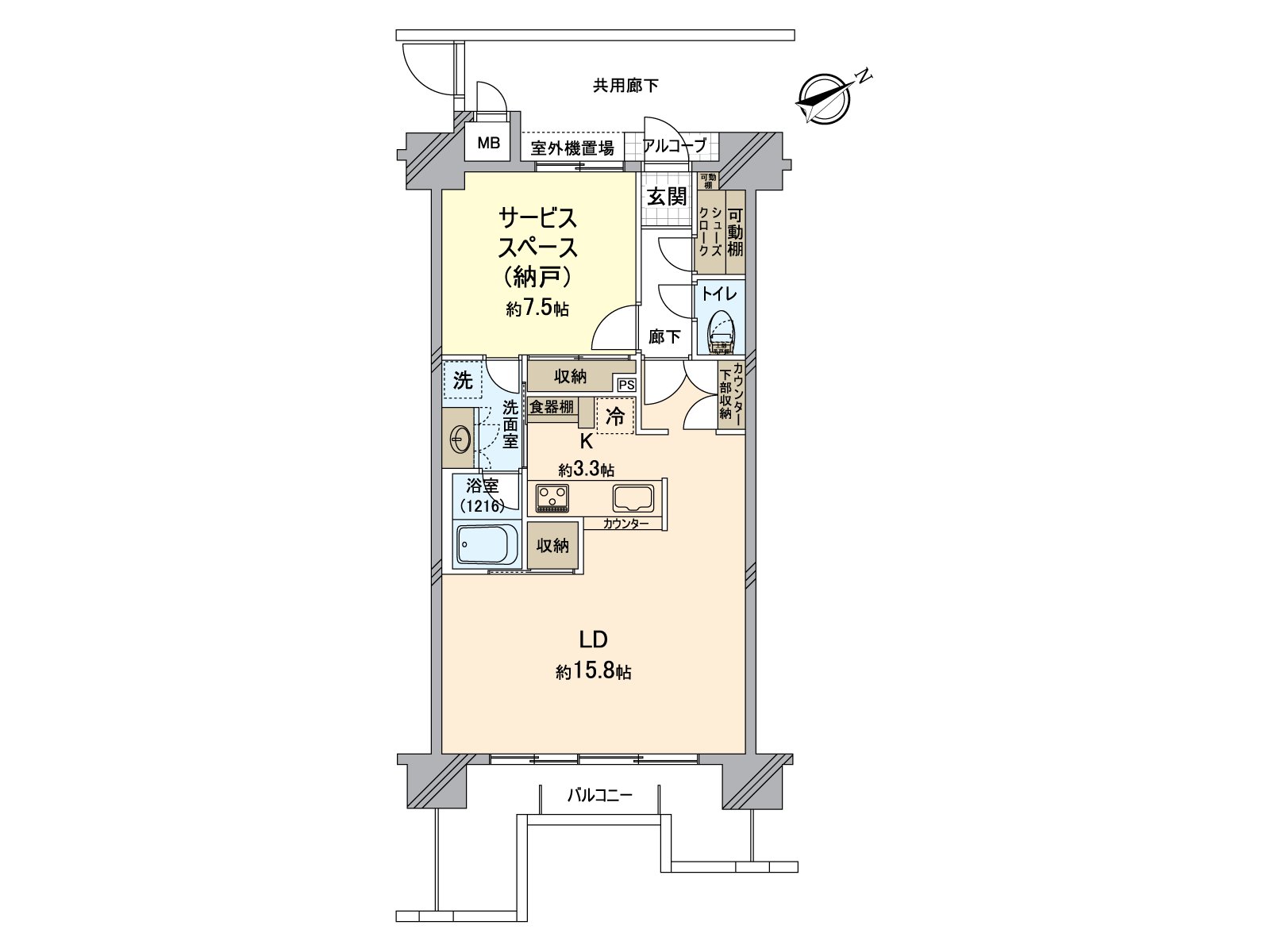 是與家族的會話興奮起來的開放式廚房。不僅客餐廳的收納而且，約7.5張塌塌米非居室存儲空間充實。能對有效而言靈活運用居住環境。