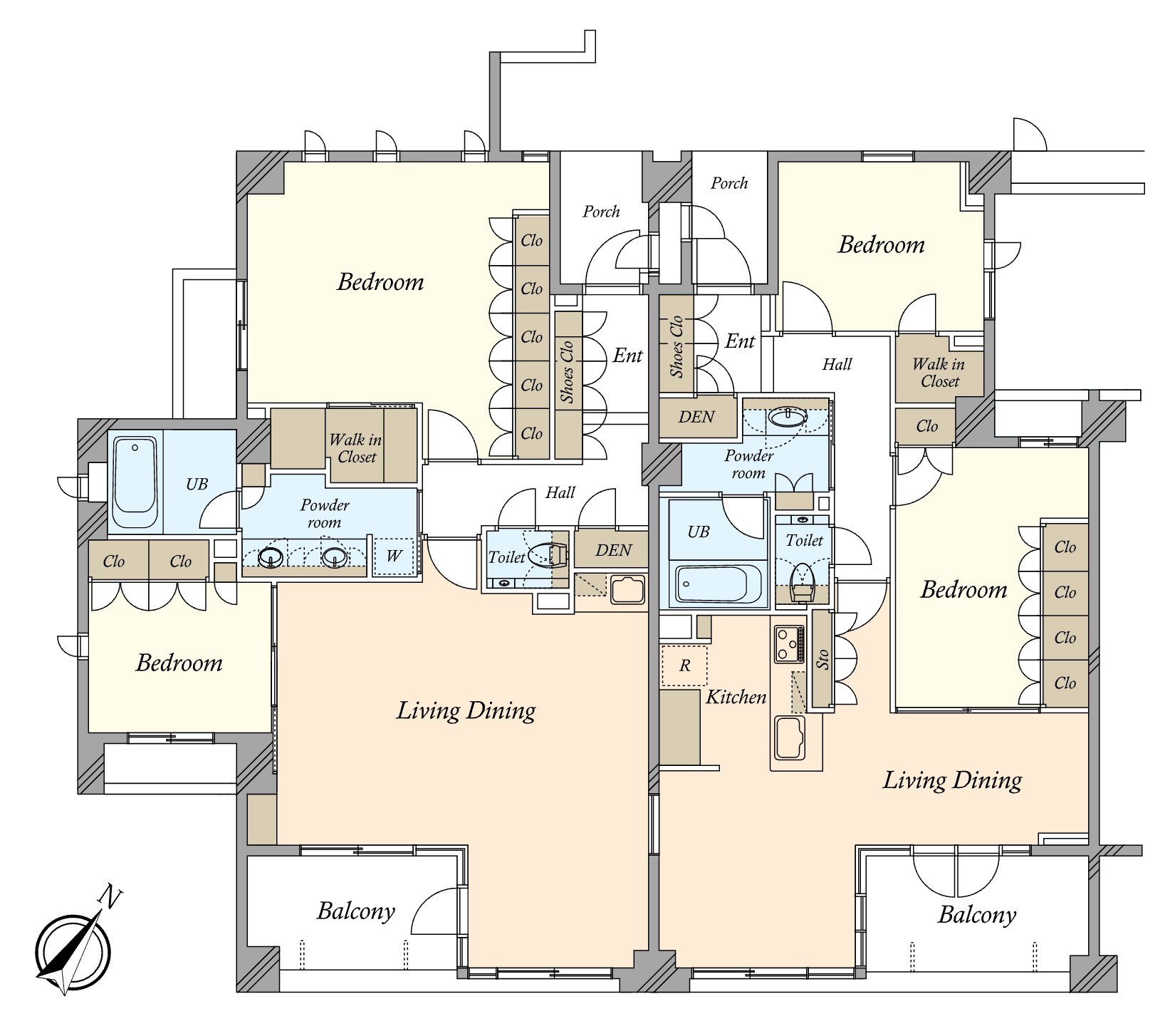 Corner unit of the Top Floor facing the Southeast. You can consider as a duplex house. Storage space is abundant, and a living settled clearly comes true.