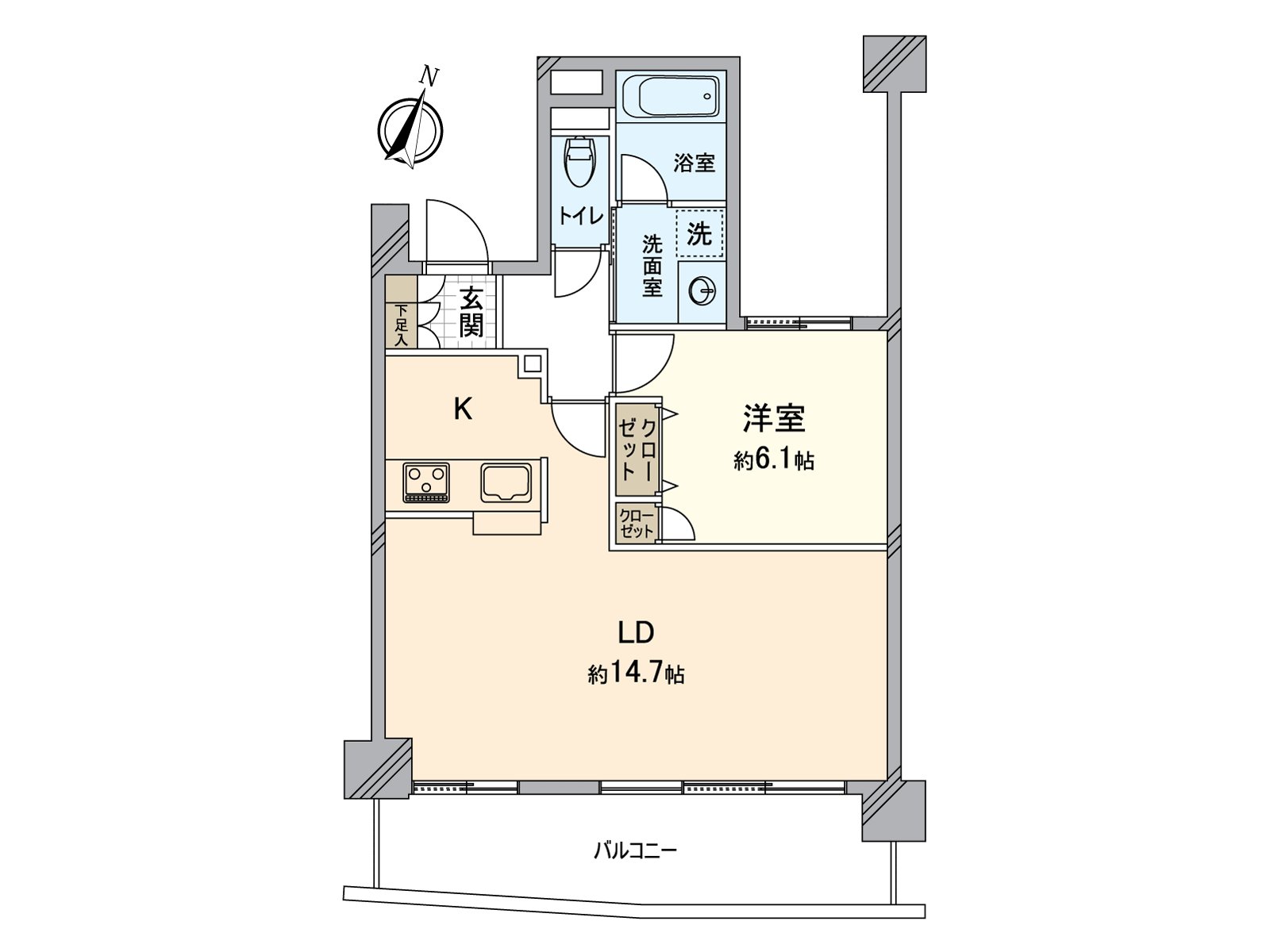 The house where an LD has good ventilation per positive facing the Southeast side terrace. Island kitchen counter to be able to enjoy the conversation with the family during cooking is adopted.