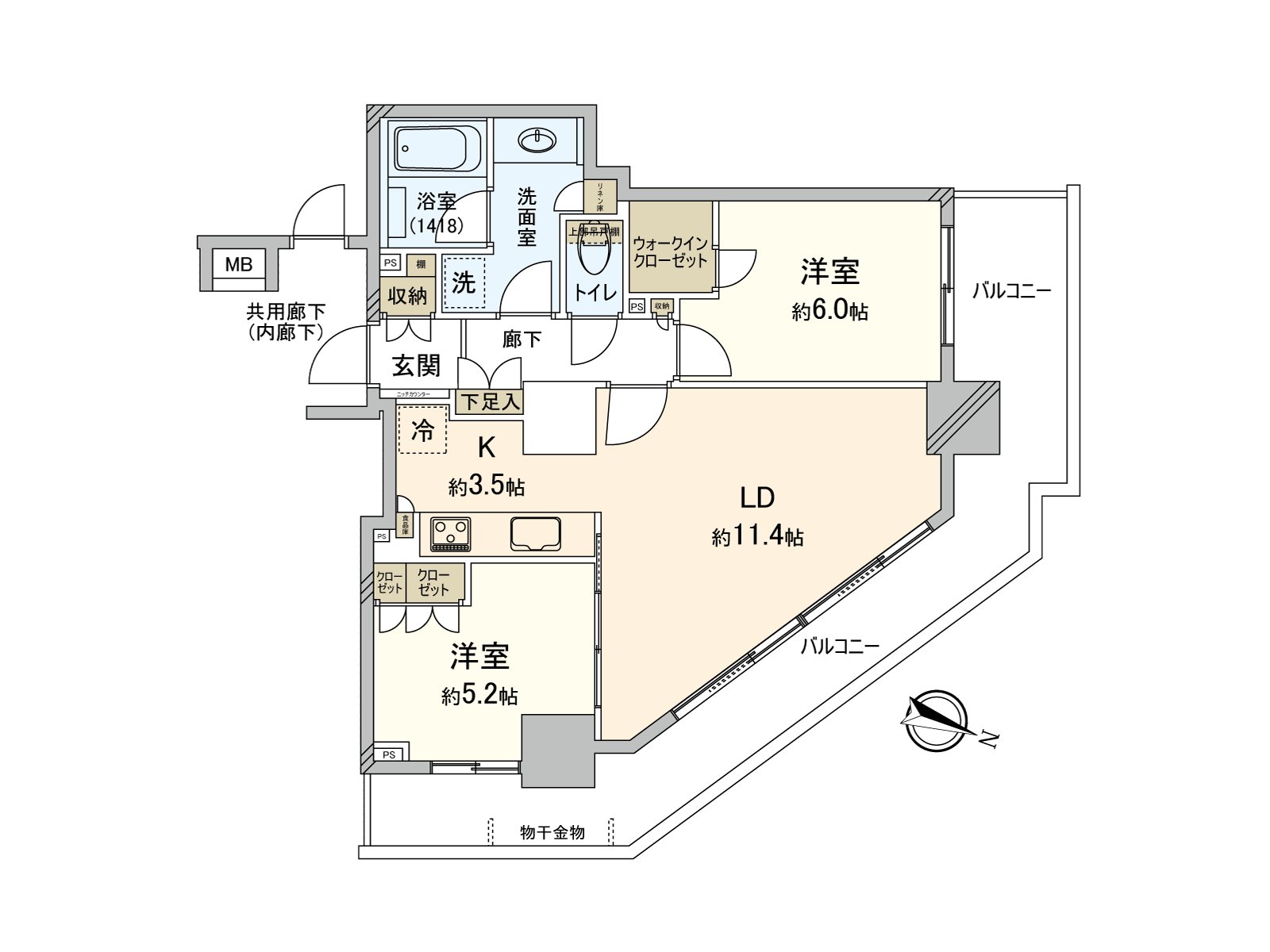 是面向32樓、東北的採光房。來自陽台的風景壯觀。