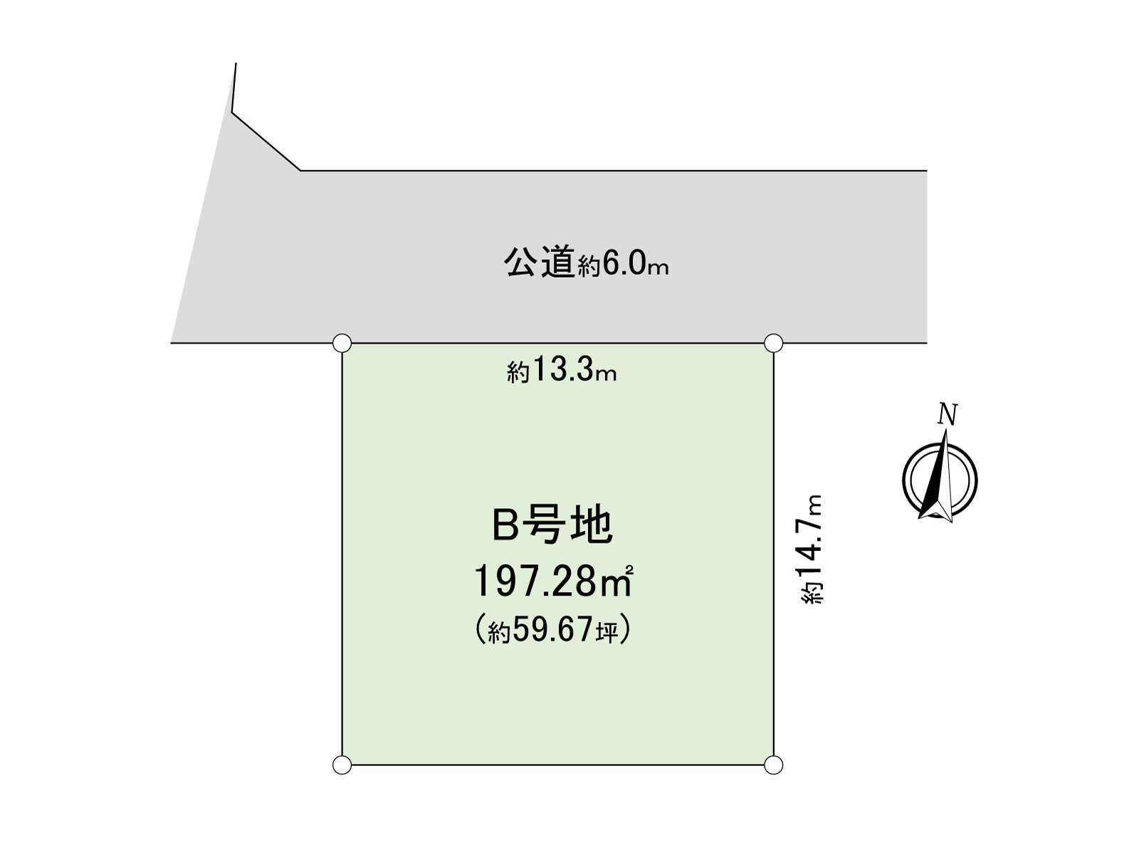 North side public road 6m, Land area about 59 tsubo
