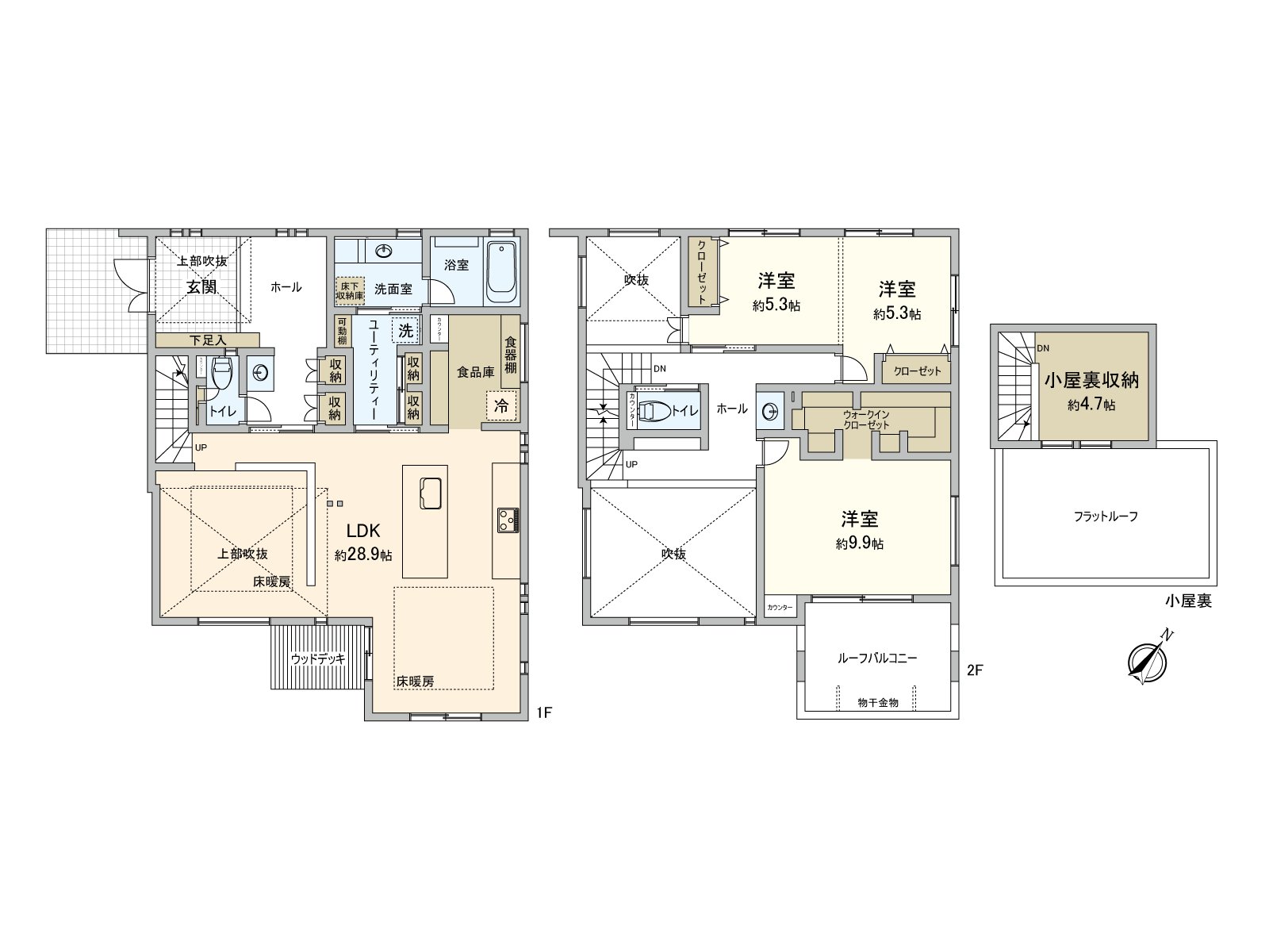 There are a total floor area about 43.97 tsubo, the back of the hut storing