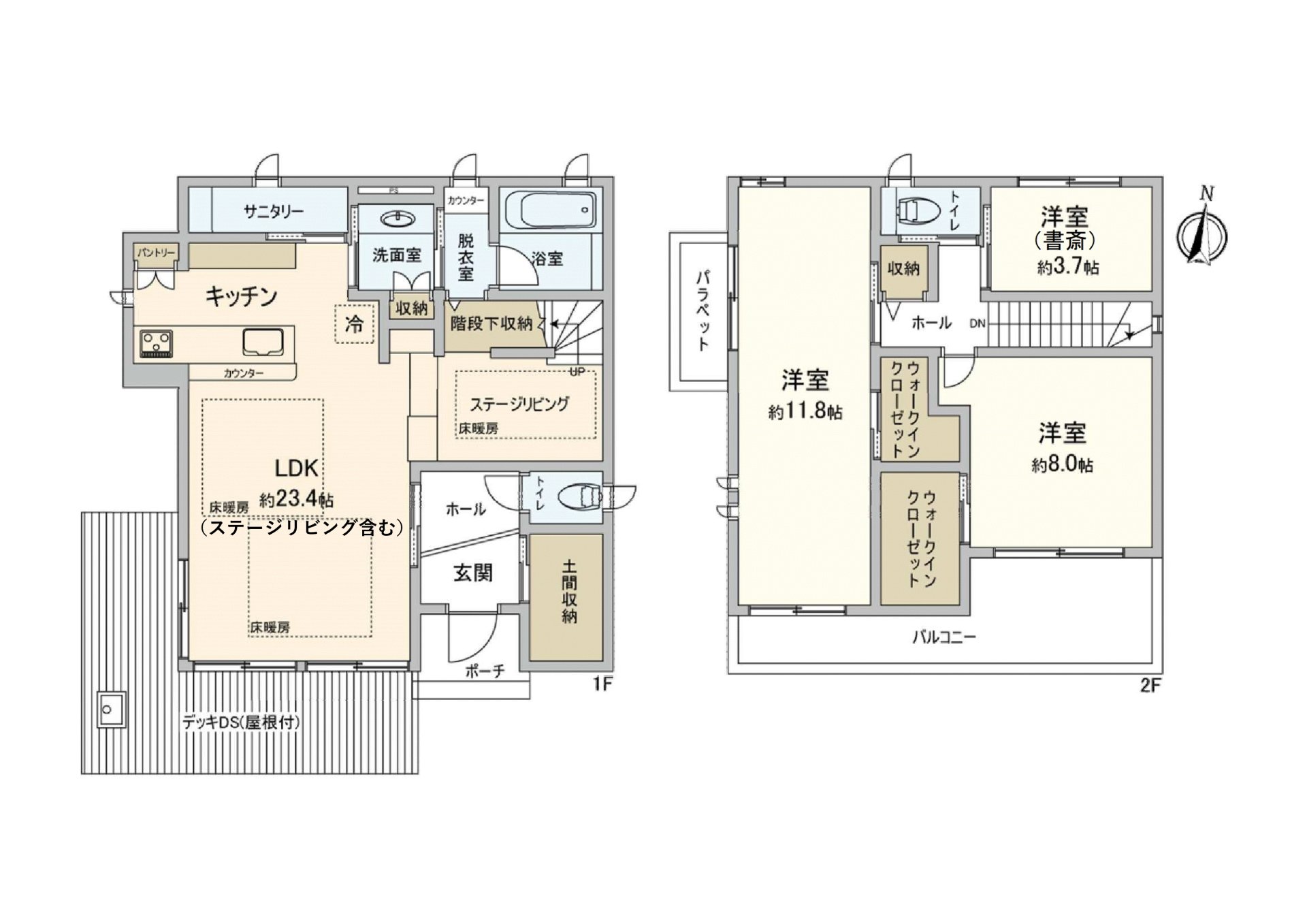 房型图：有约23.4张塌塌米LDK，有舒适的空间