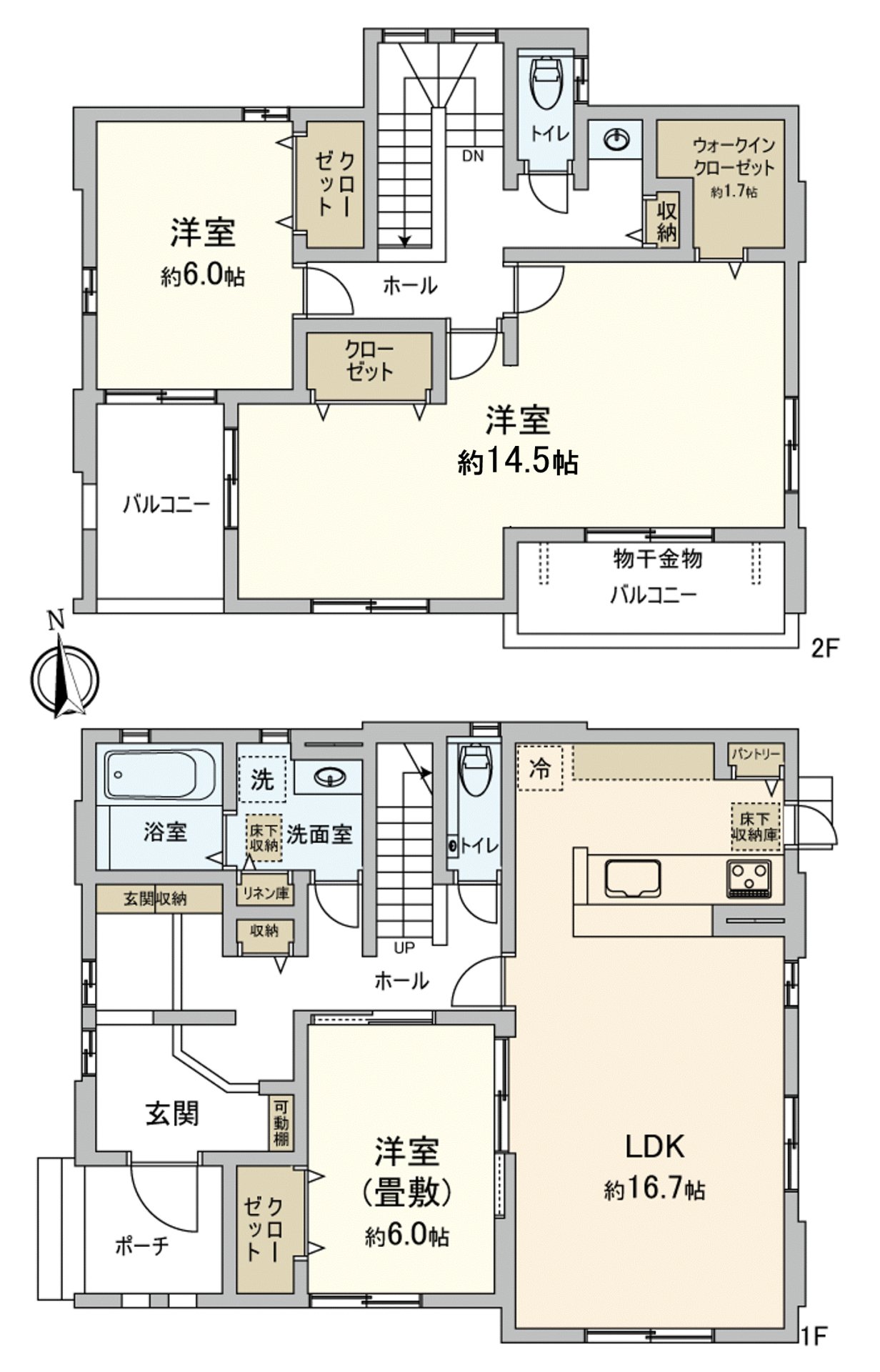 平面圖：建築面積約35.4坪的3LDK型