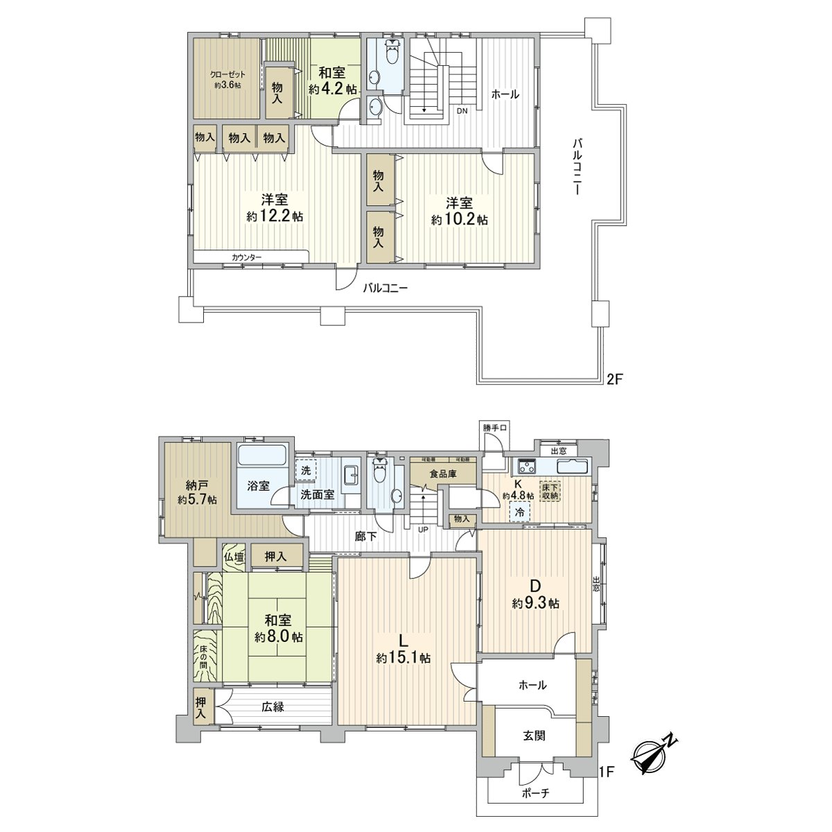 [Floor plan] 4SLDK of the Total floor area about 59.7 tsubo