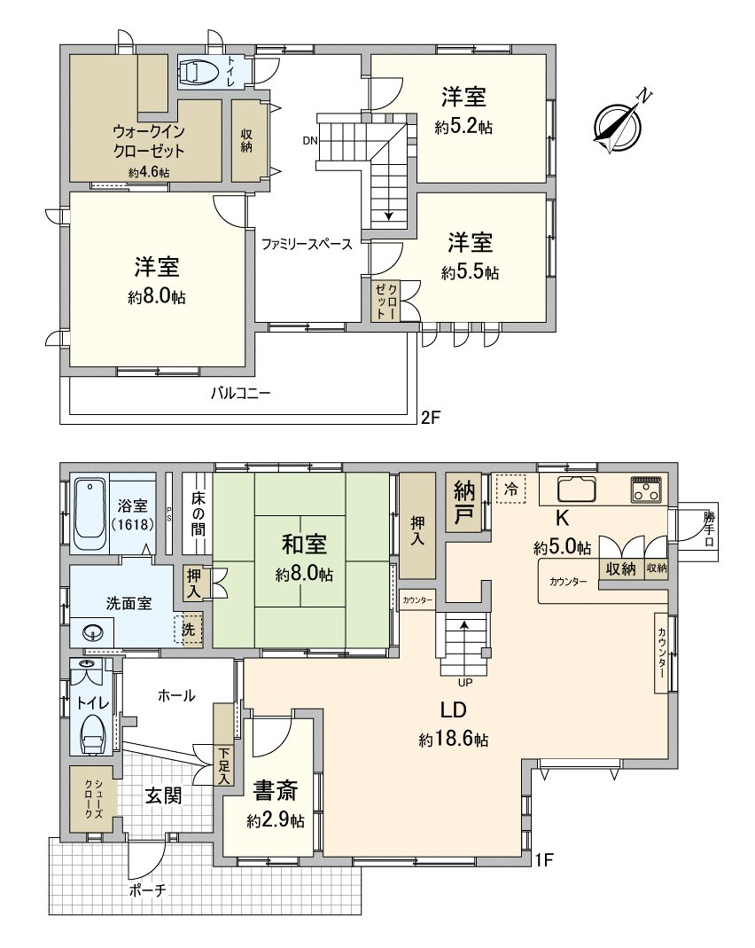 [房型]建築面積約42坪的4SLDK的房型