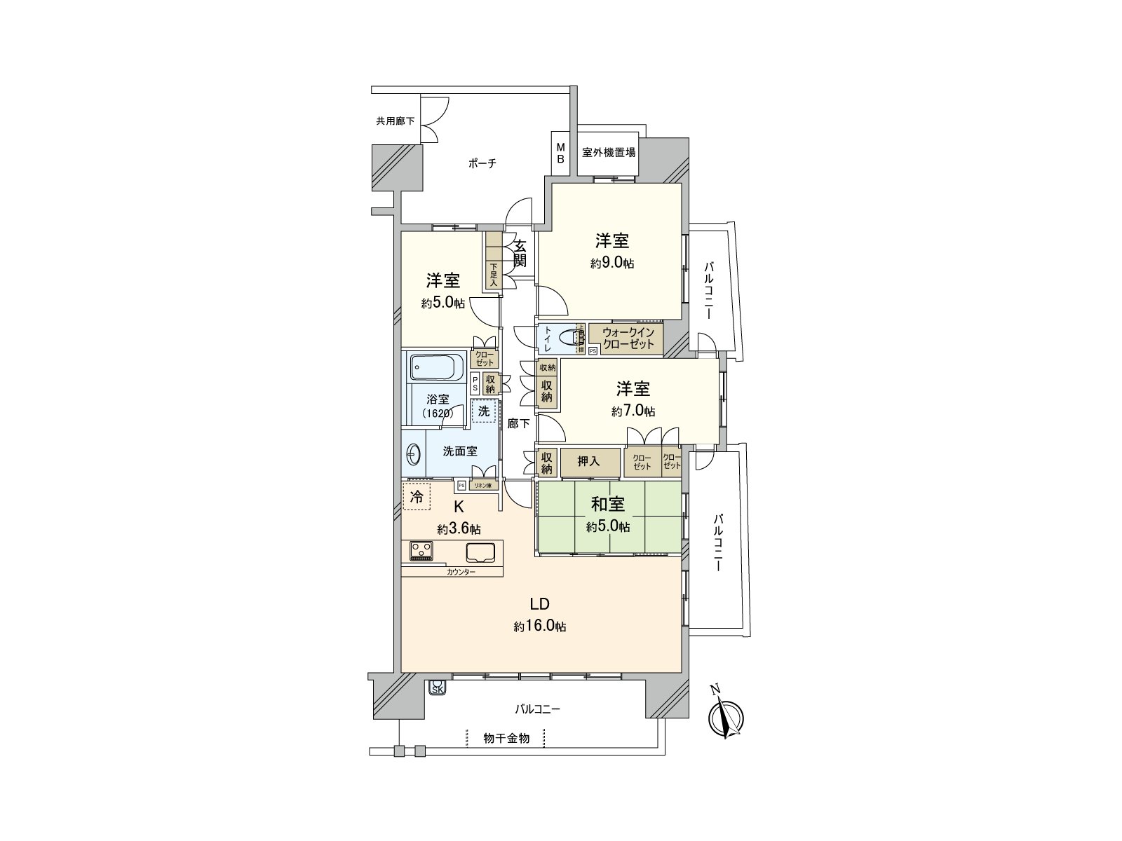 It is 100.75 square meters of exclusive area, room of 4LDK