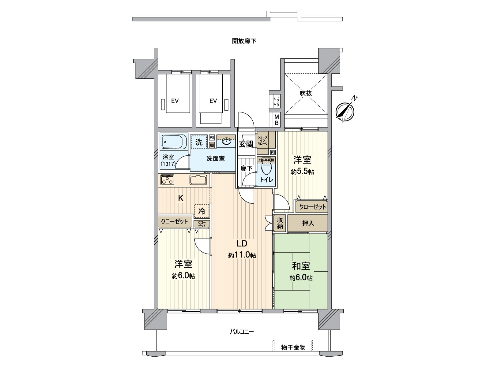 68.85平方公尺的3LDK