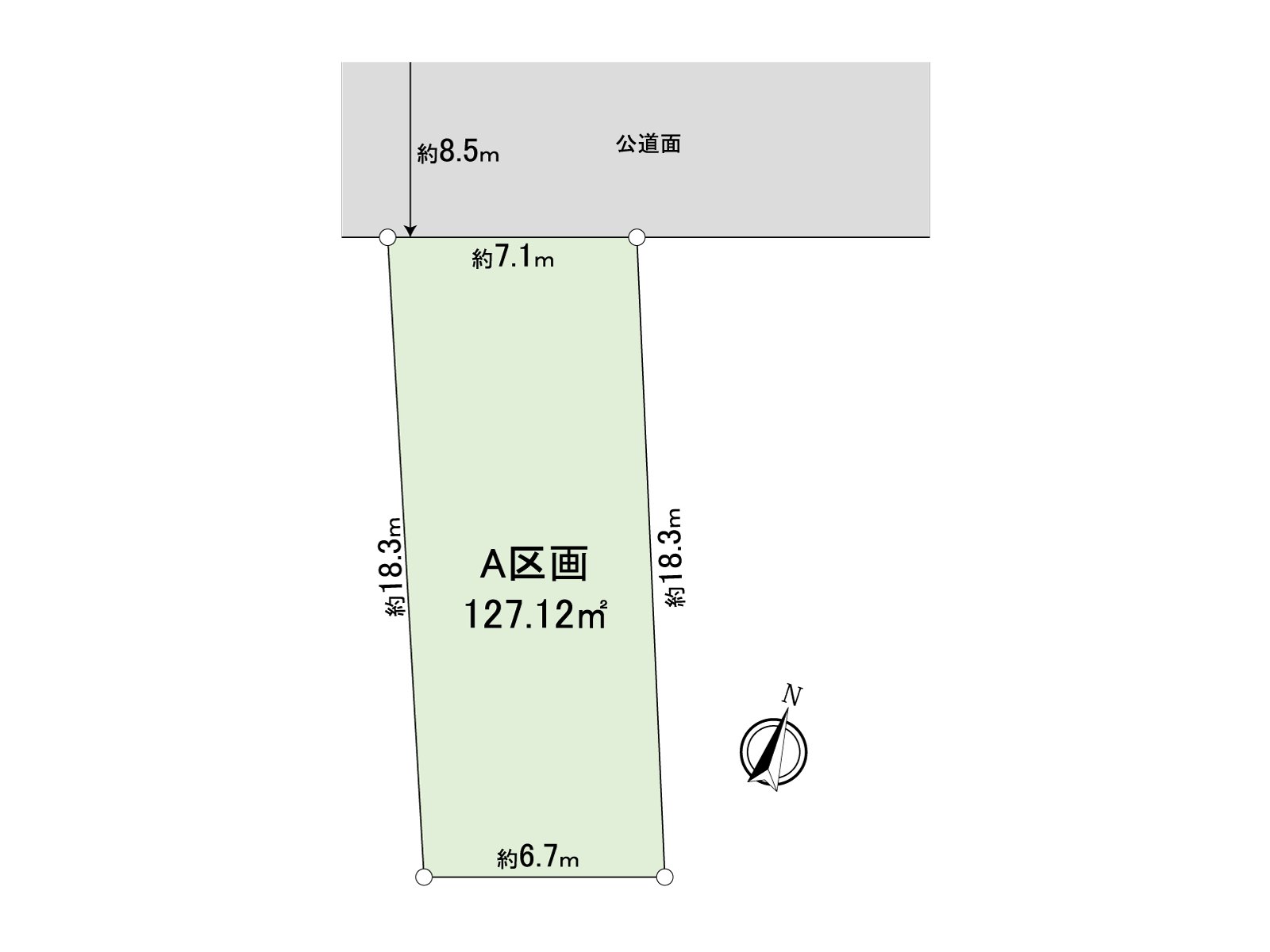 It is the rectangular lot of about 127.12 square meters of plottage♪