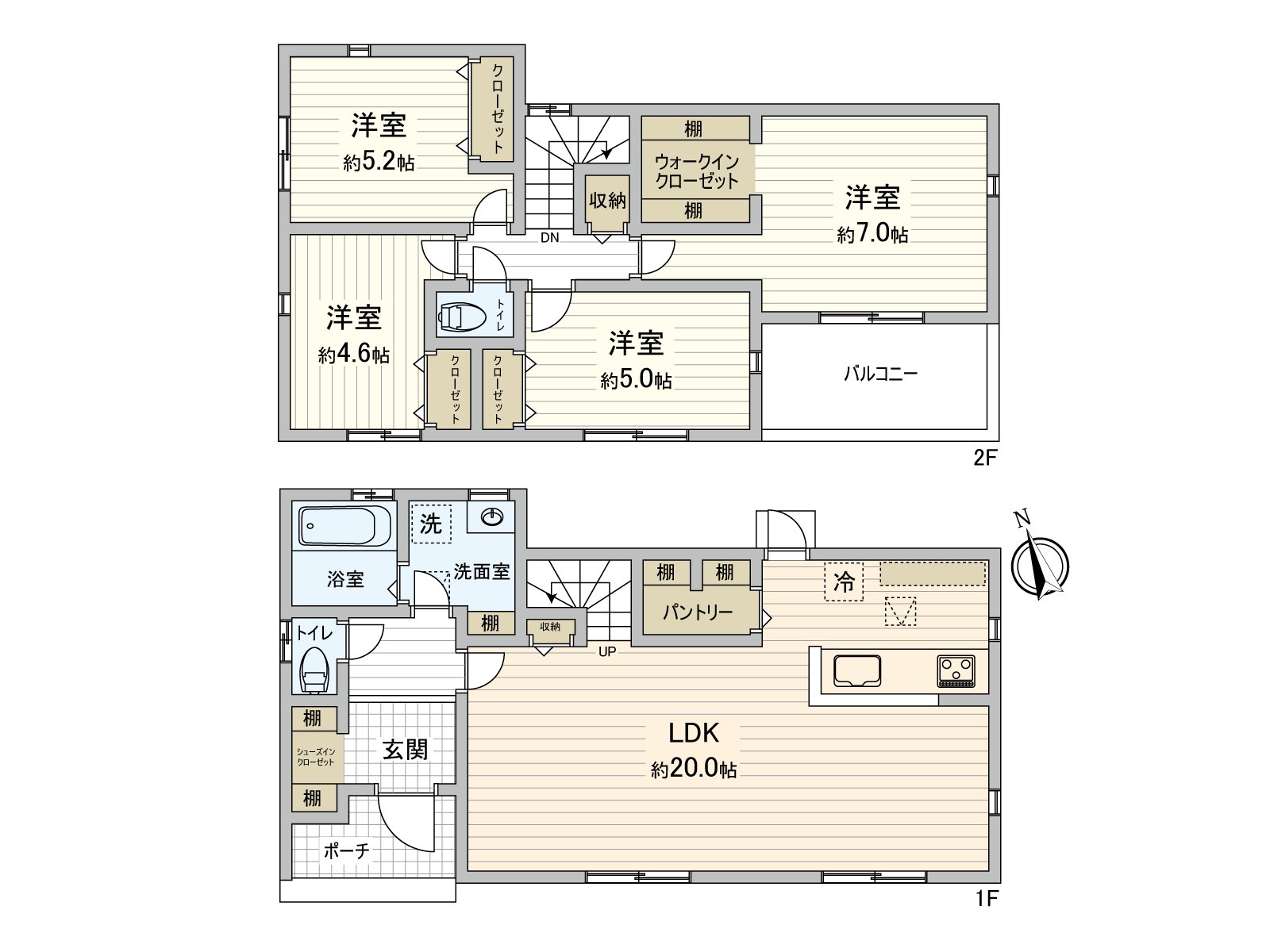 建筑面积约105平米的4LDK型