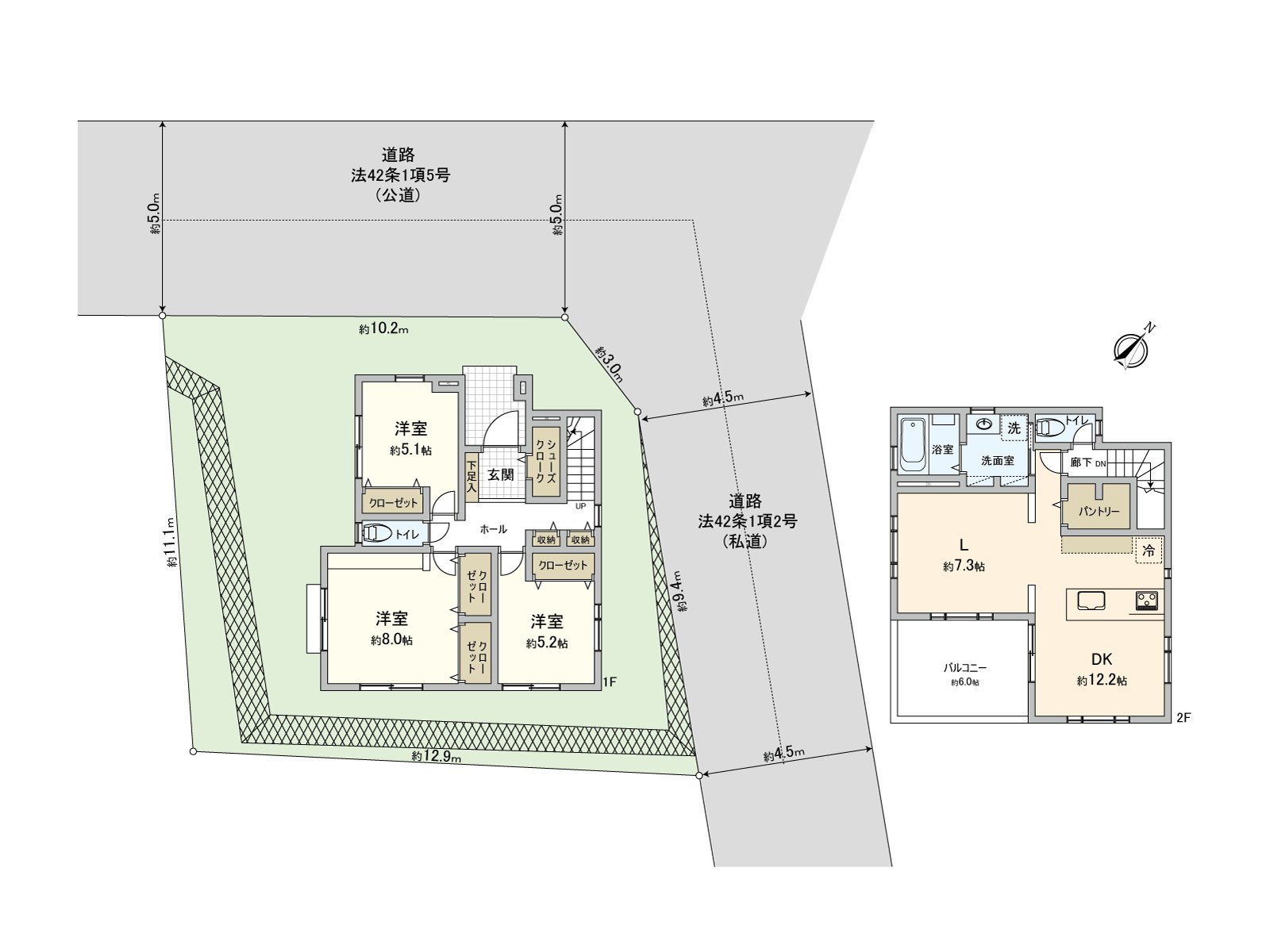 建筑面积约97平米的3LDK