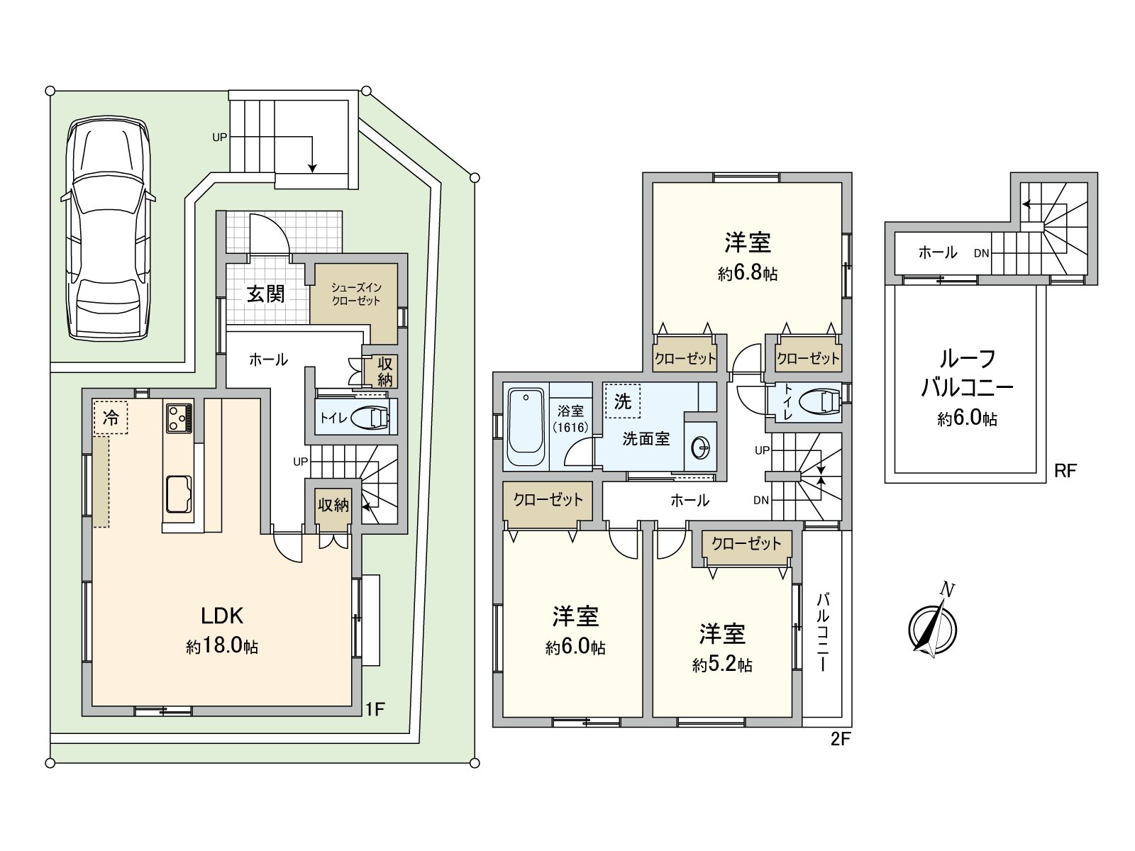建筑面积约102平米的3LDK+屋顶有阳台的新房独栋住宅
