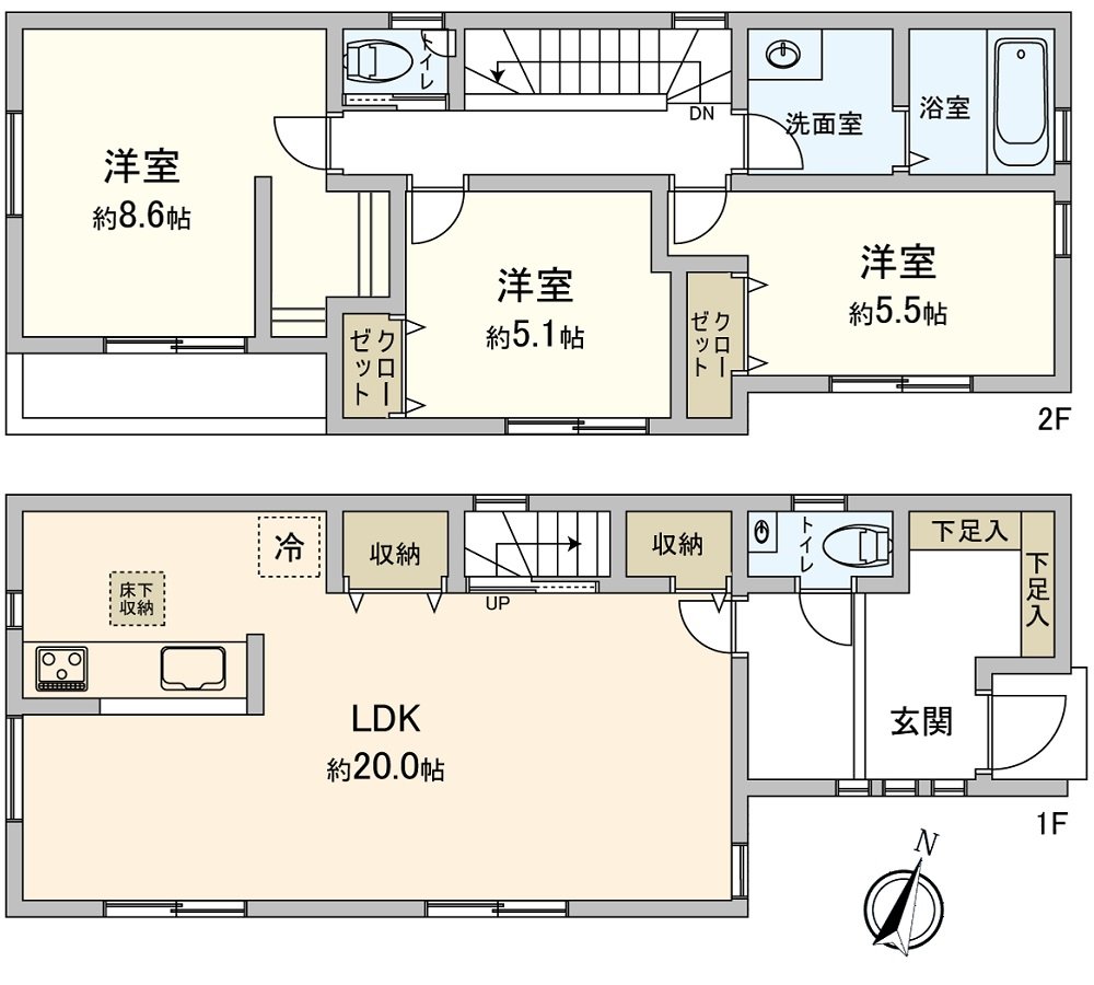 [房型图]在全居室南向曝光面展开的亮的家