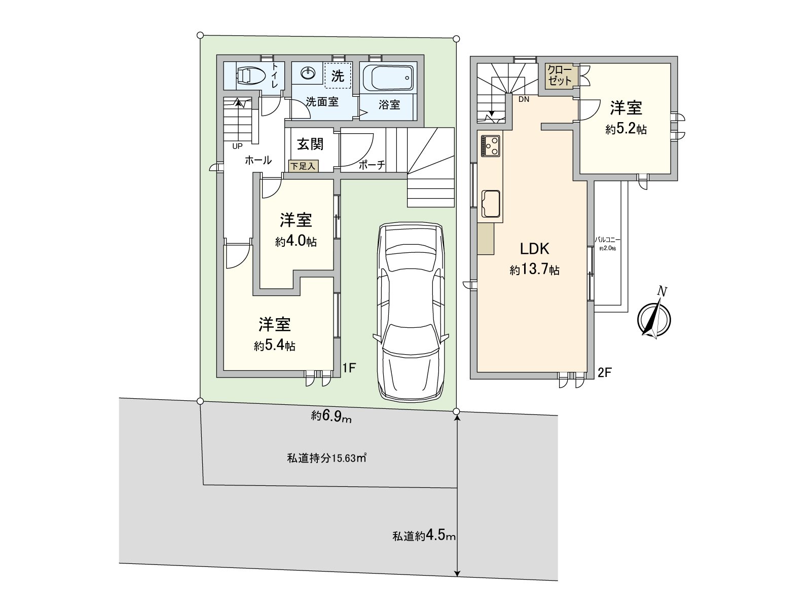 建筑面积、约66平米的3LDK型