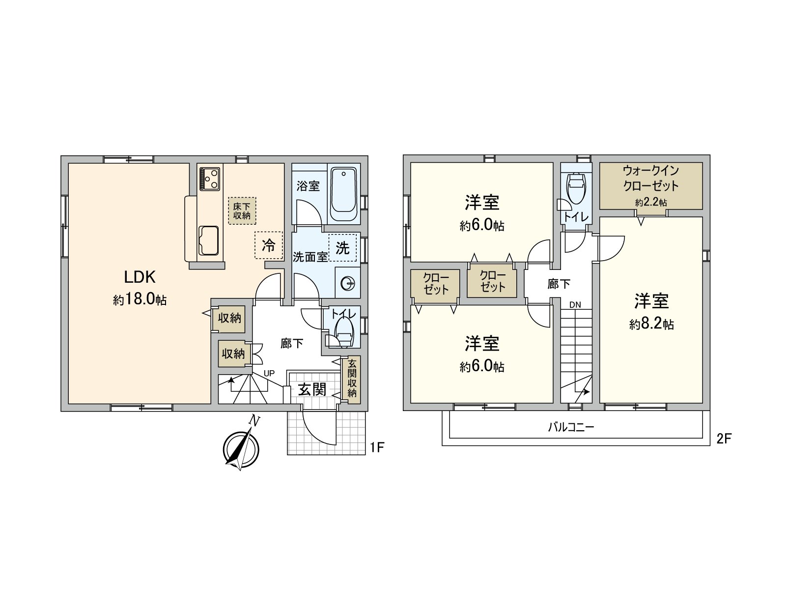 3LDK+WIC type of Total floor area about 112 square meters