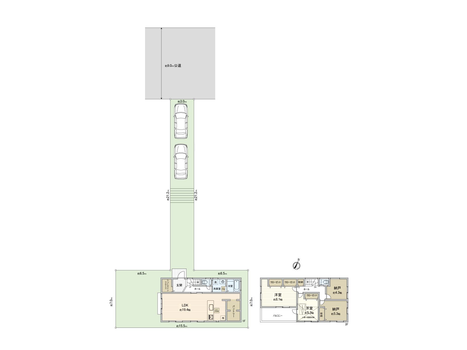 建築面積約32坪的2LDK+2S型