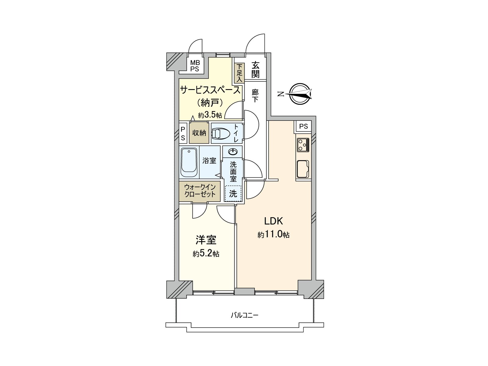 实际使用面积约47.75平米的1SLDK型