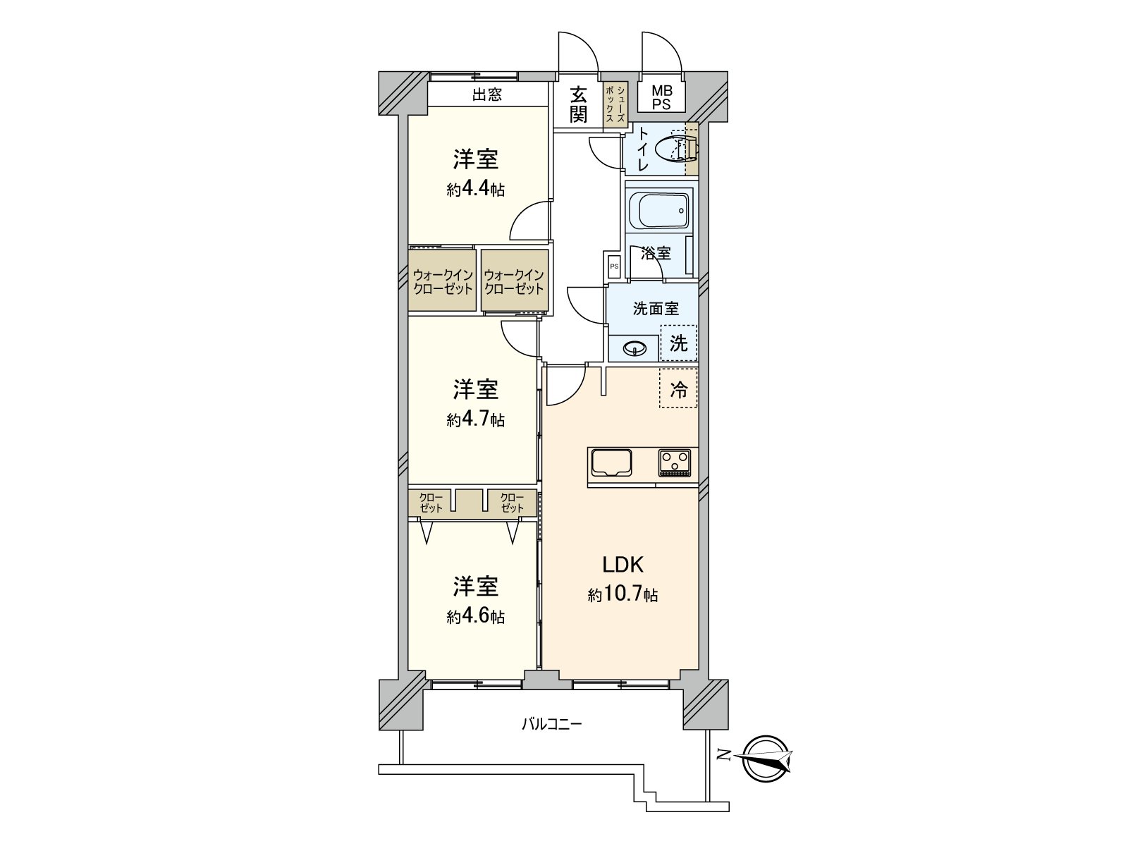 It is the Plan which 3LDK+2WIC storage space has abundant♪