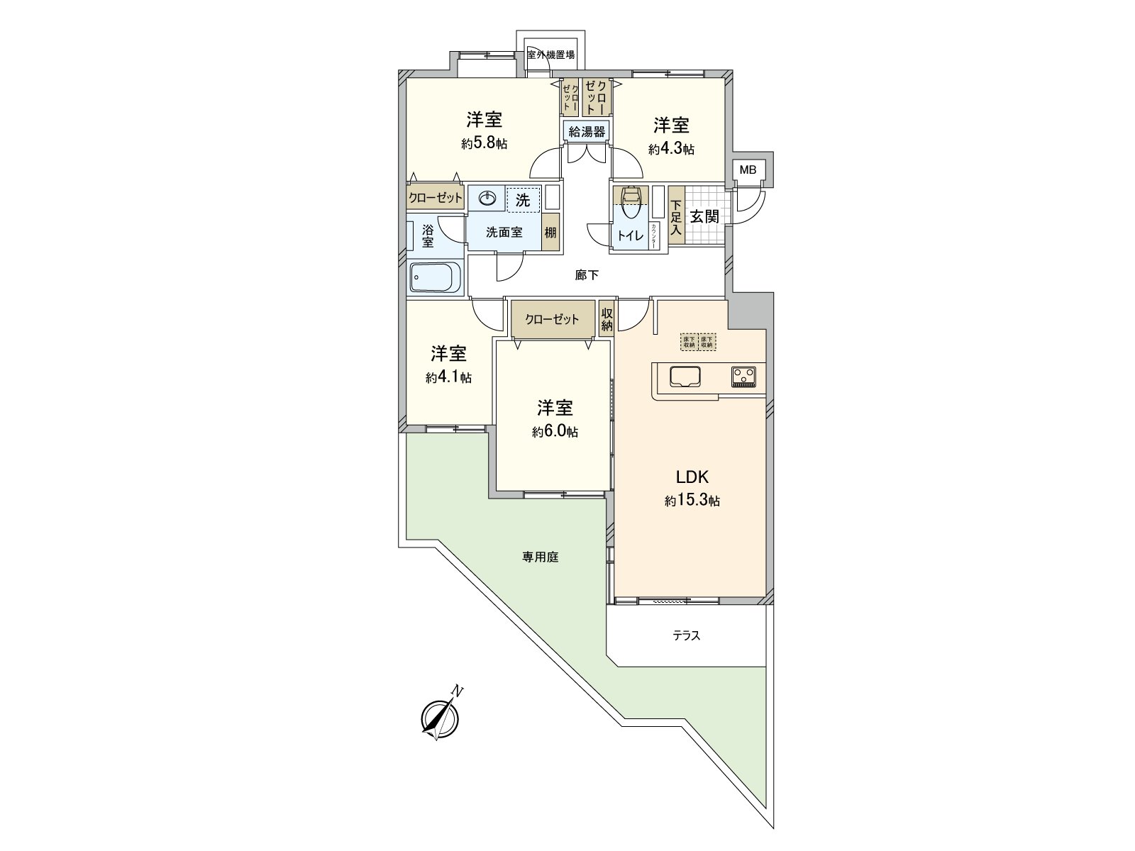实际使用面积约84平米的4LDK