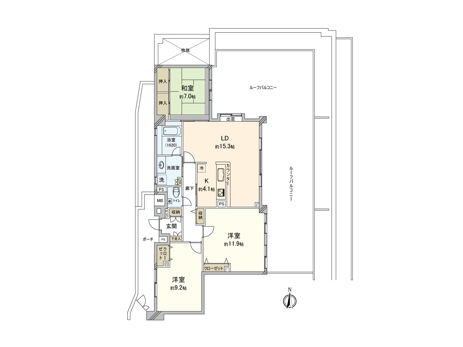 [Floor plan] With rooftop balcony large size dwelling unit