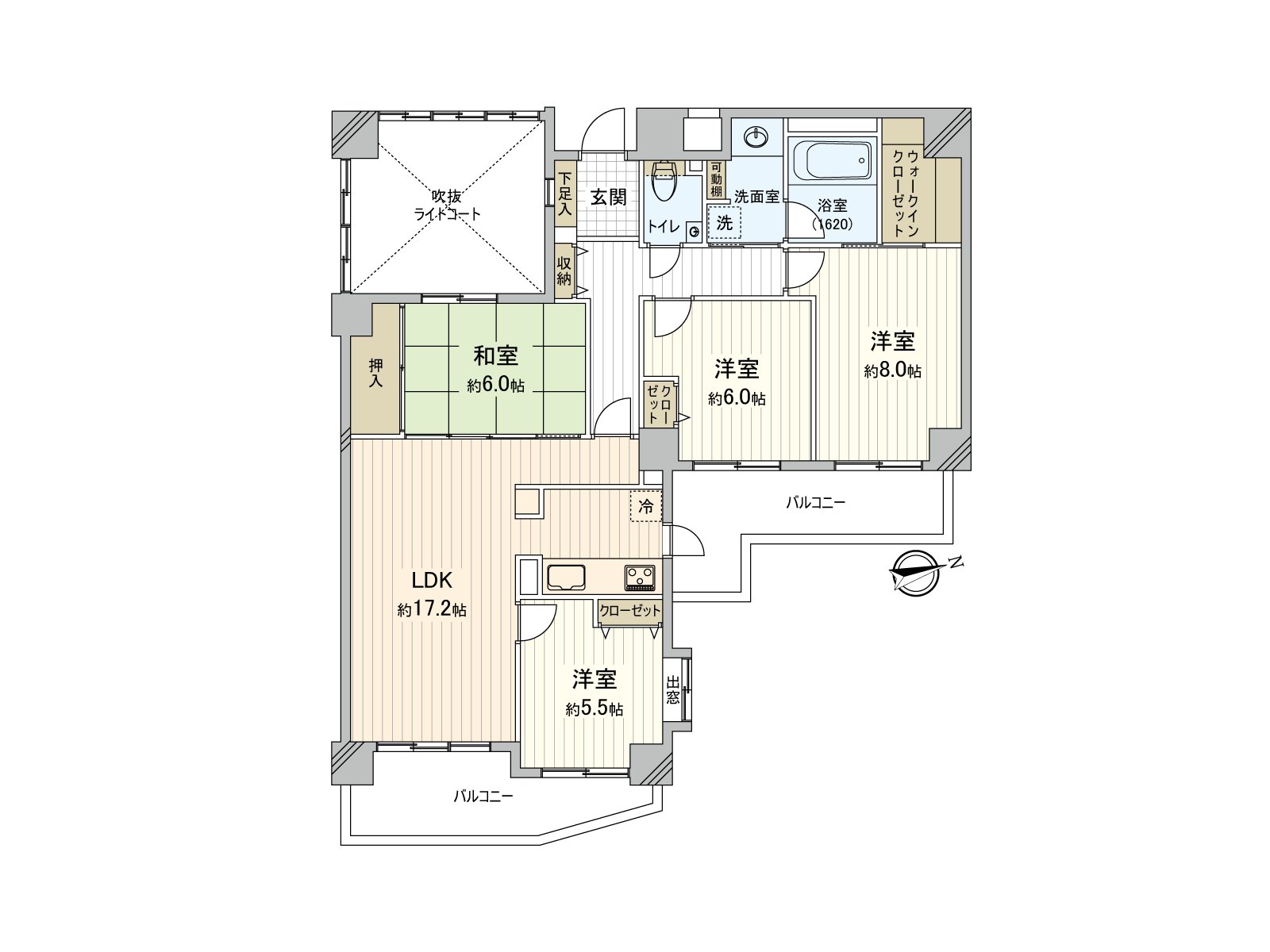 在实际使用面积100.10平米的4LDk，全居室丰富的存储空间有