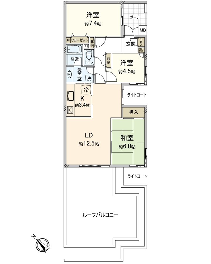 [Floor plan] Because of elevator stop floor Southwest the ninth floor of the tiered stand for dolls part, an exposure to the sun ･ view is good together