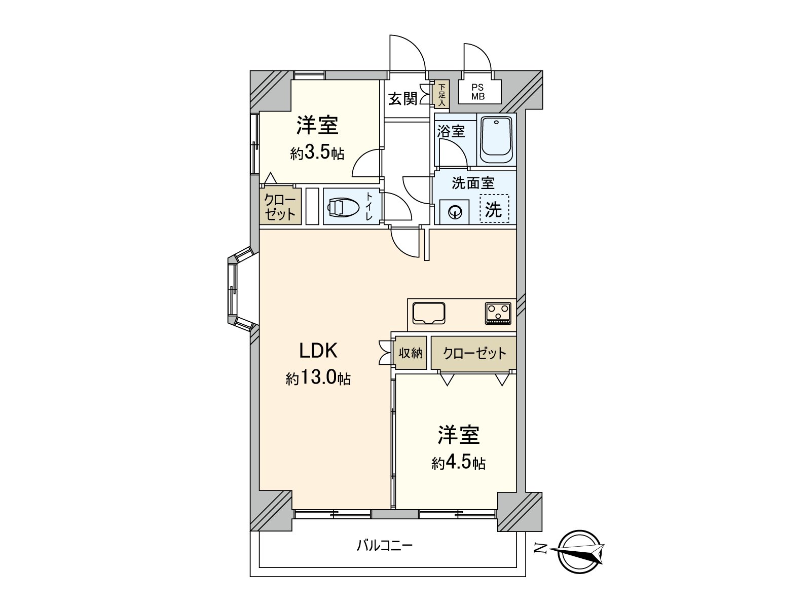 实际使用面积50.76平米、2LDK