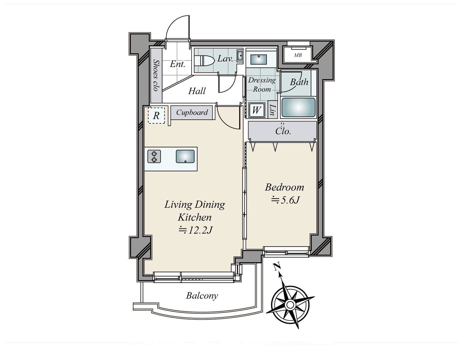 1LDK, Price hundred million 98.8 million yen, exclusive area 43.41m2