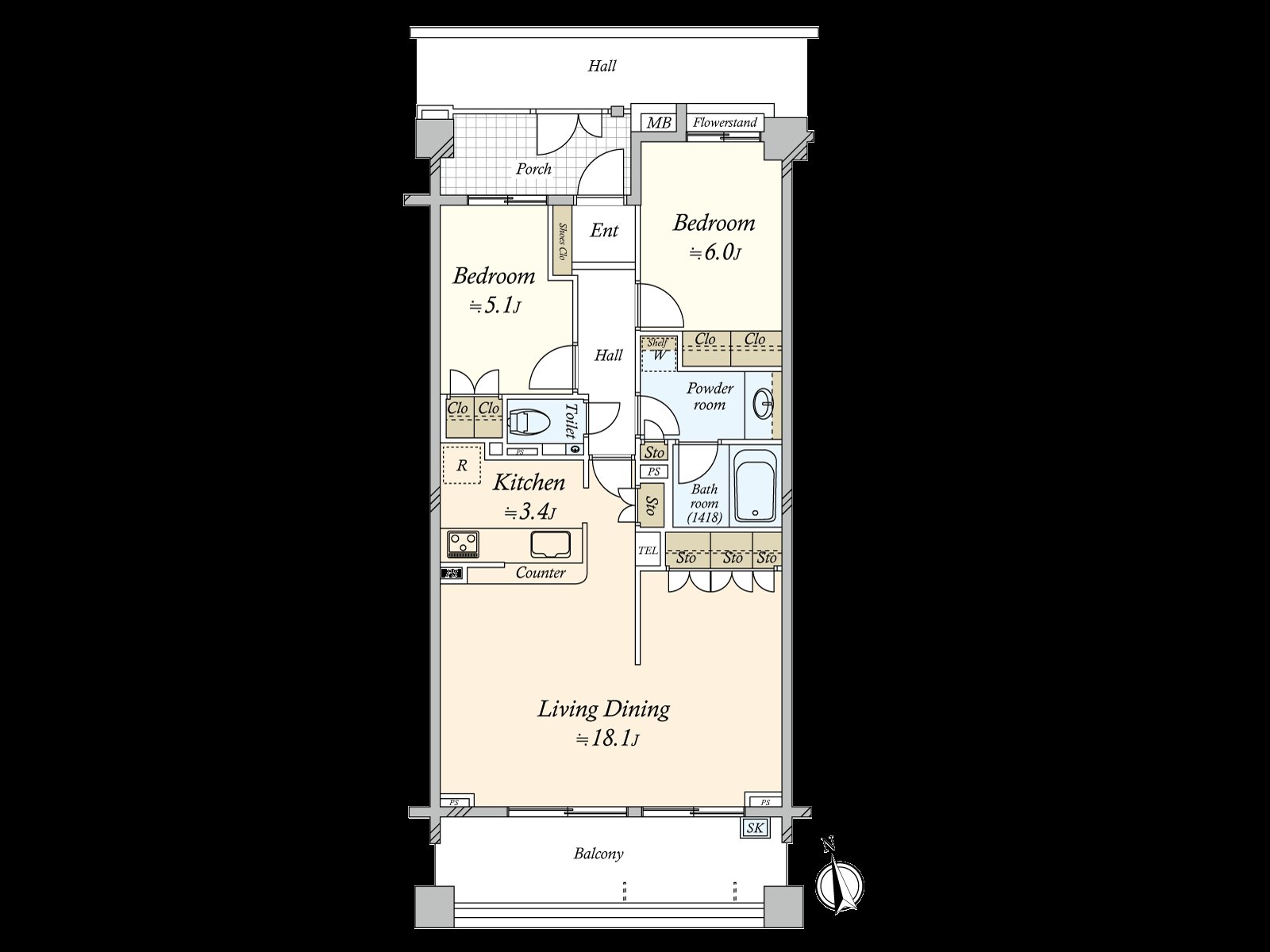 Floor plan (2LDK type)