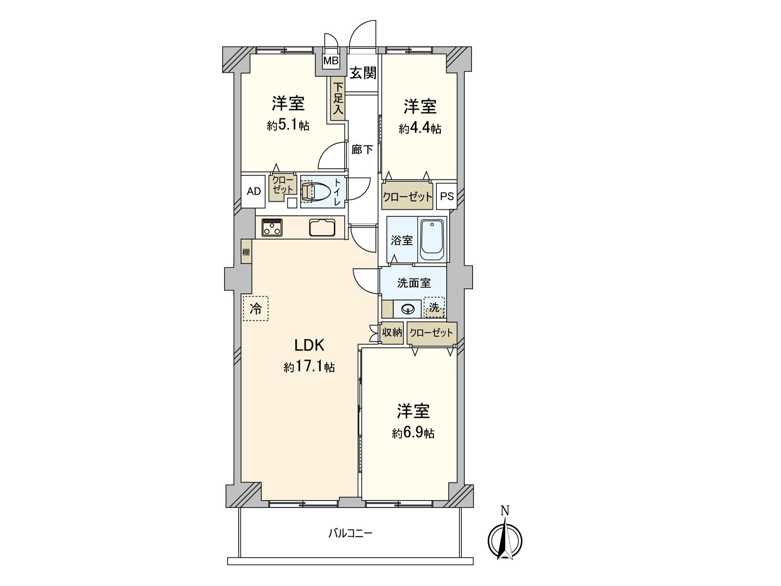 在家庭推薦的3LDK。可以卧室，孩子的房間分的用法。