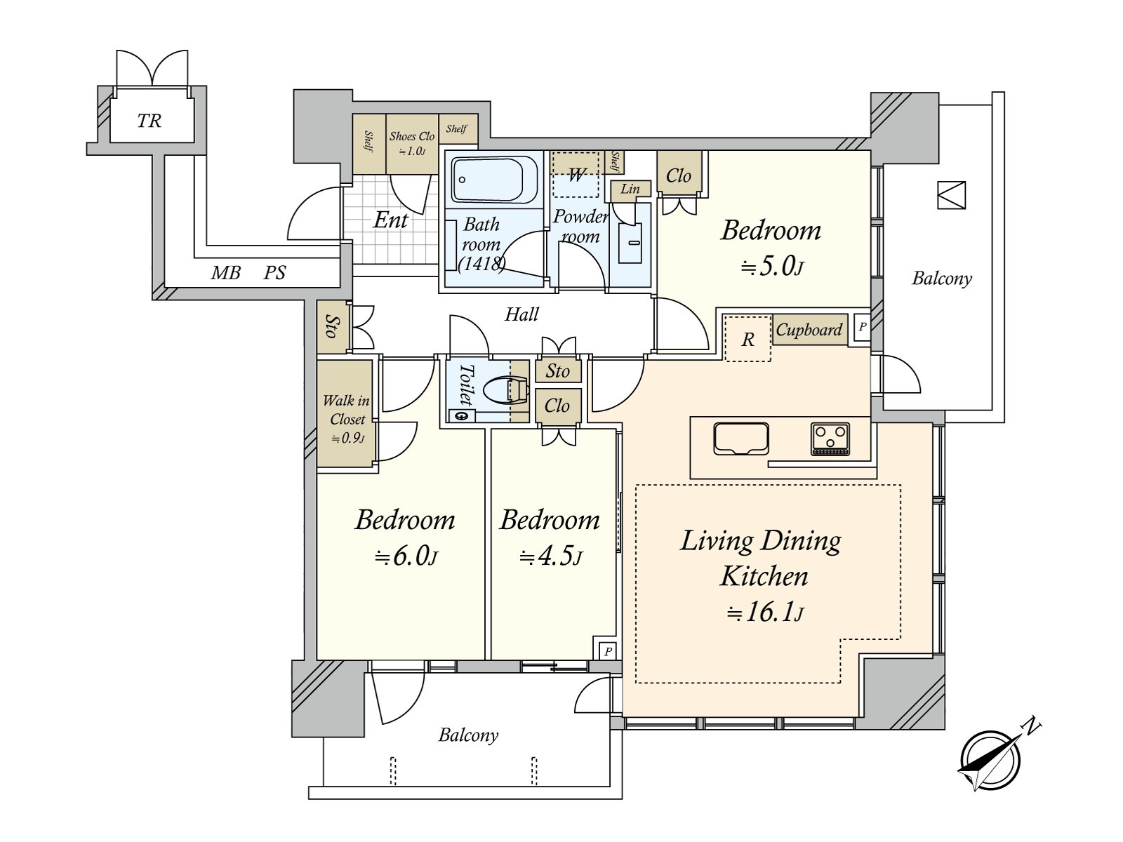 3LDK+WIC+SIC+ storage room