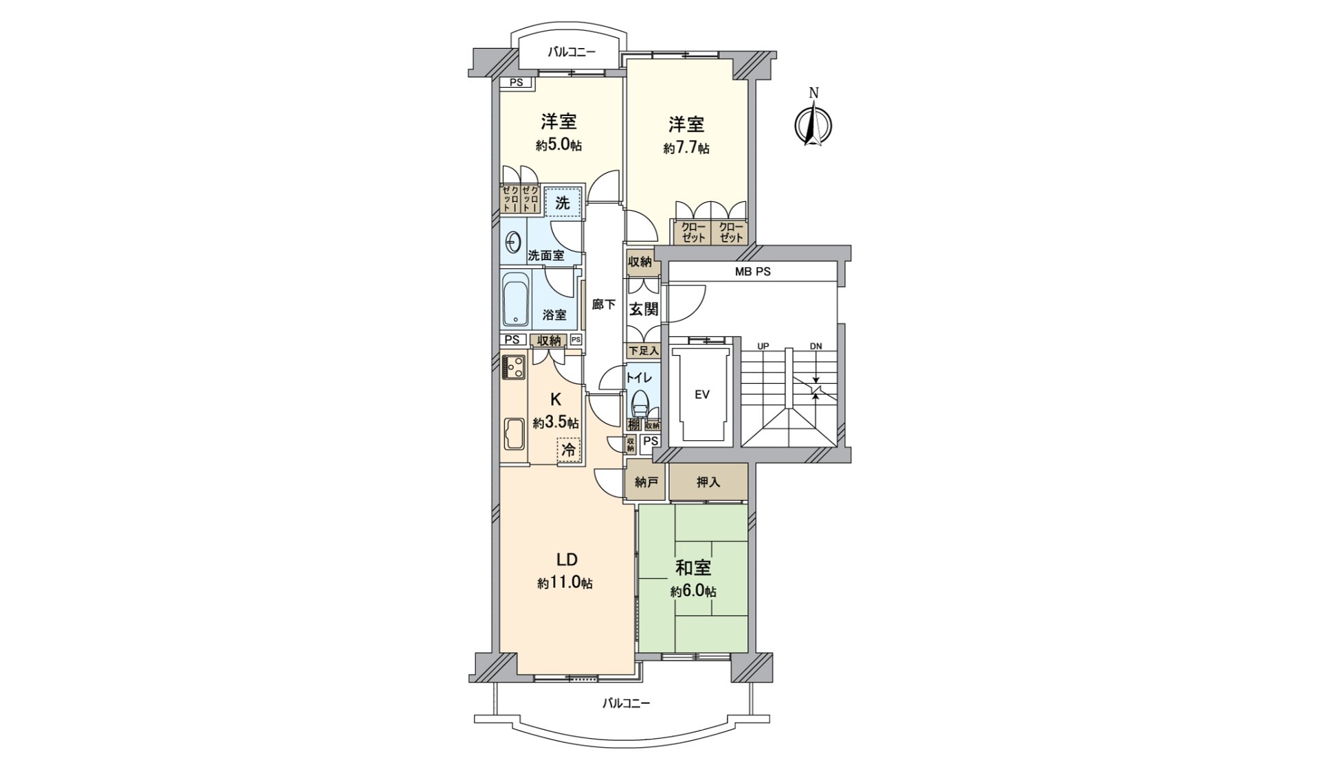 Storing-rich 3LDK of exclusive area about 76 square meters!