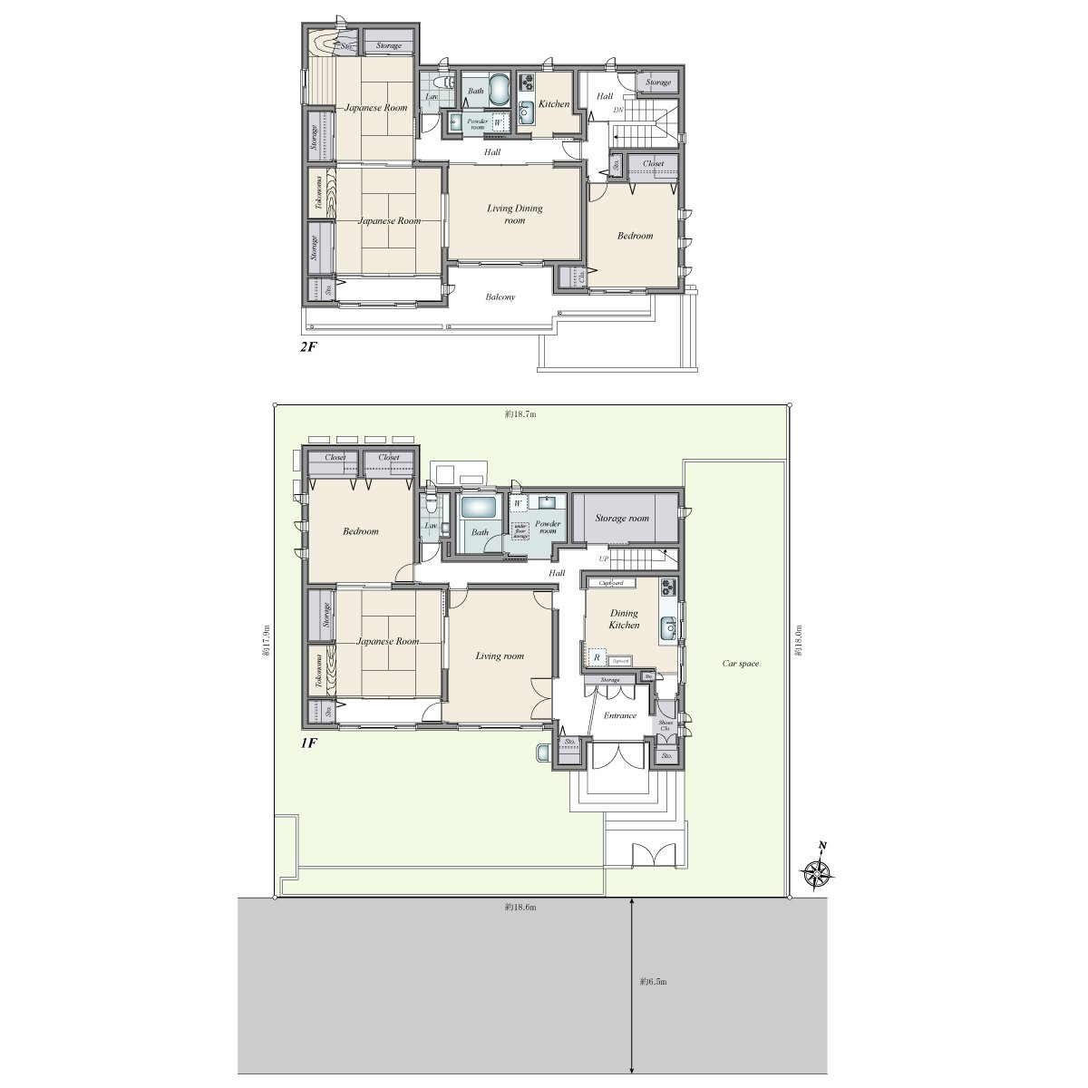 A place equipped with a water supply is on each floor and can live with two households. There is the terrace which I can go in and out of from three rooms.