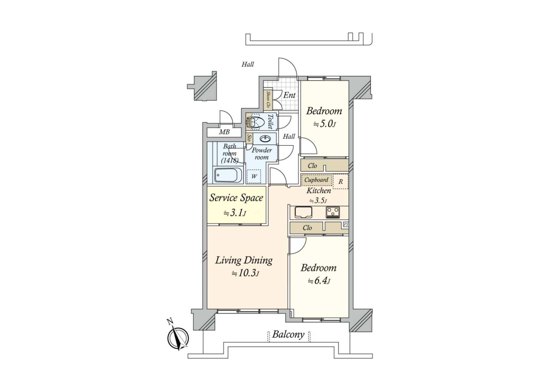 86 Total Units, 10-story-above-the-ground 8th floor part. Exposure to the sun is good, and positive Hikari coming in through terrace gets into the living and dining room for Southwest Orientation well.