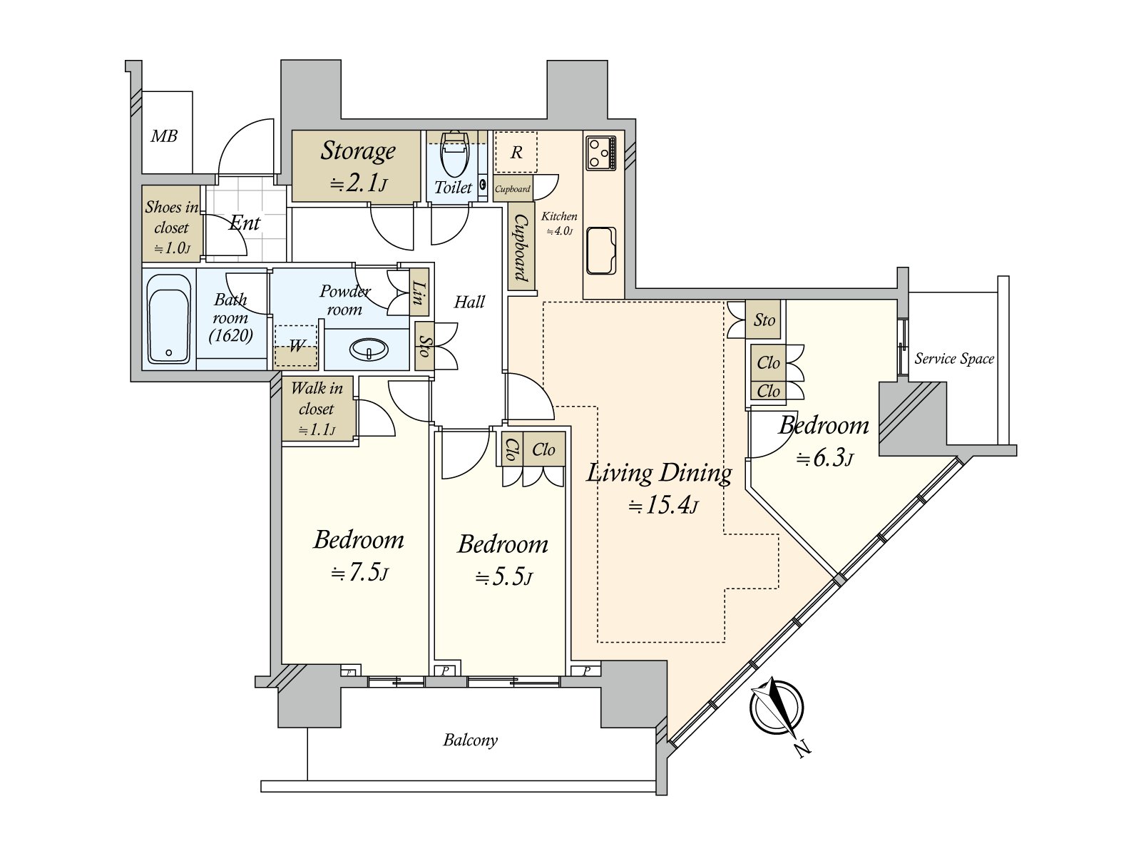 位于钢筋混凝土构造，1层楼地上58楼地下的7楼。总户数是1174户。家族以外的居民路过门口前的担心是少的采光房。