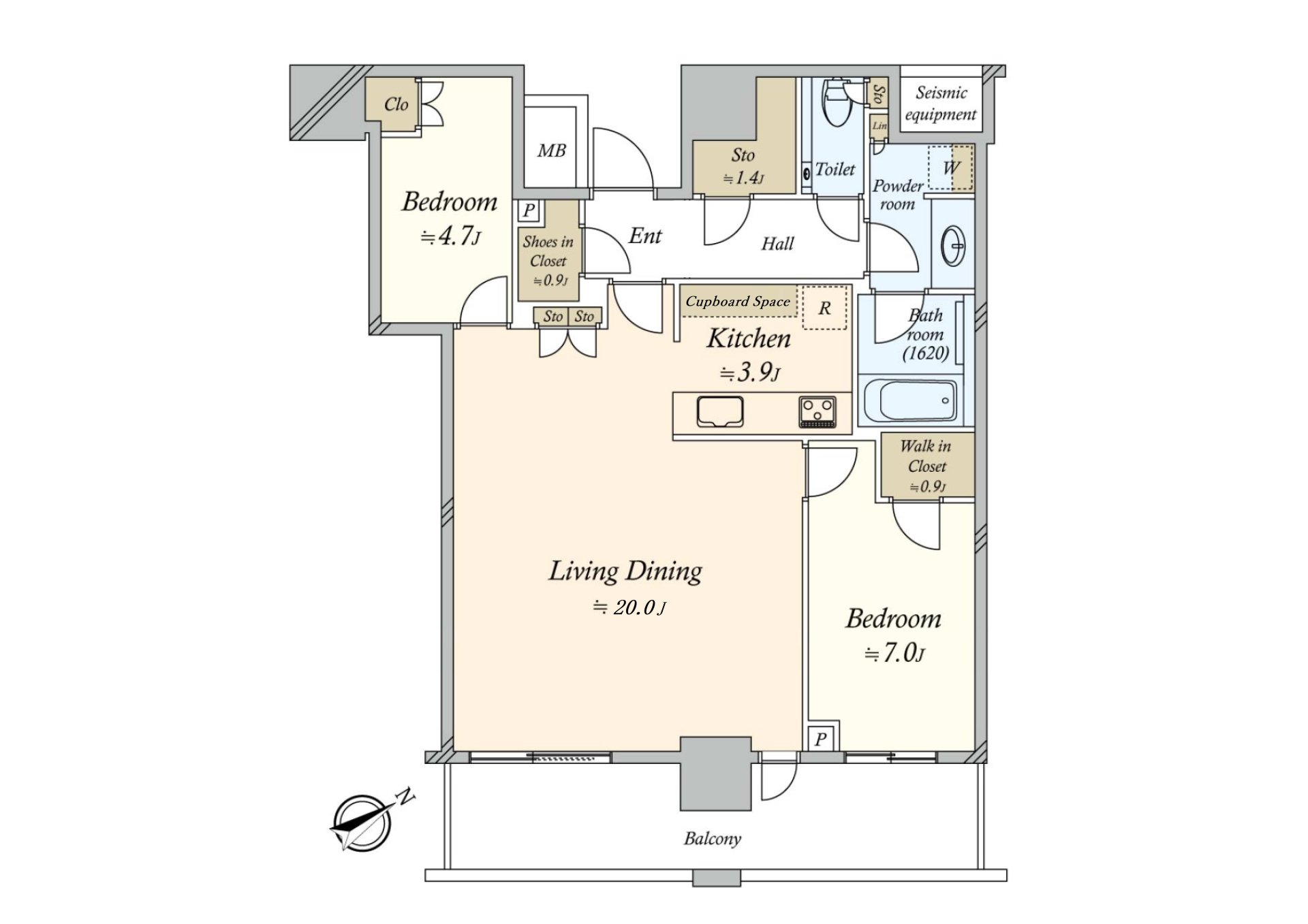 ○ 26階部分・南東向きのお部屋　○ 約20帖のゆったりとしたリビングダイニング　○ 3LDK⇒2LDKへ間取変更　○ SIC・WIC・Stoなど豊富な収納スペース